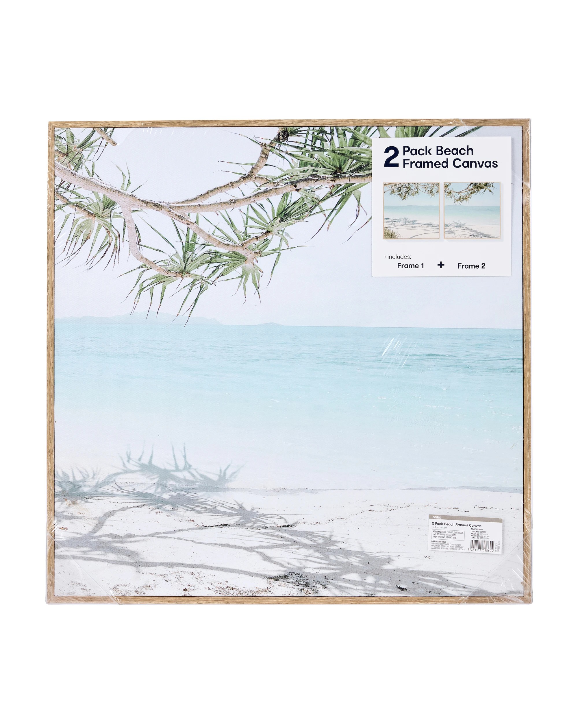 5 2 Pack Beach Framed Canvas - 40cm x 40cm Each, 5 of 6