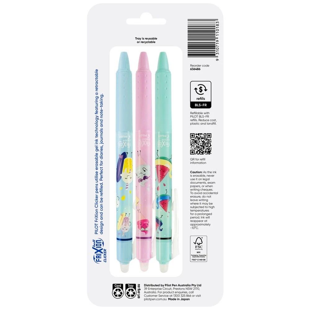 2 PILOT FriXionClicker PoolParty Erasable Pen 0.7mm Asst 3Pk, 2 of 9