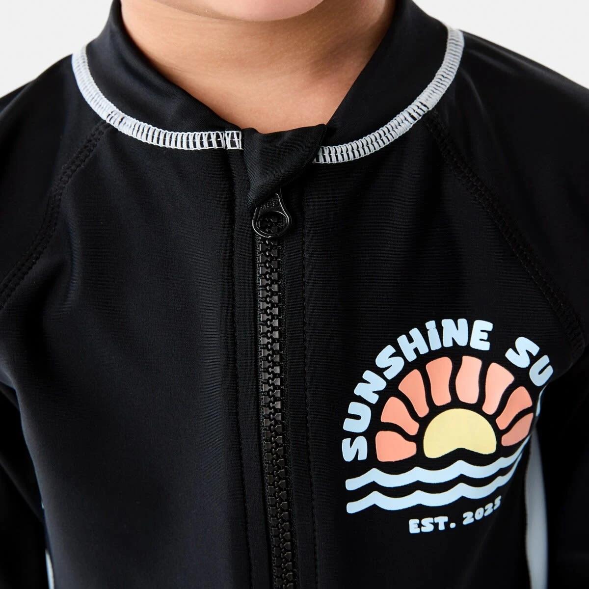 4 Long Sleeve Colour Block Swimsuit SUNSHINE SURF BLACK, 4 of 8