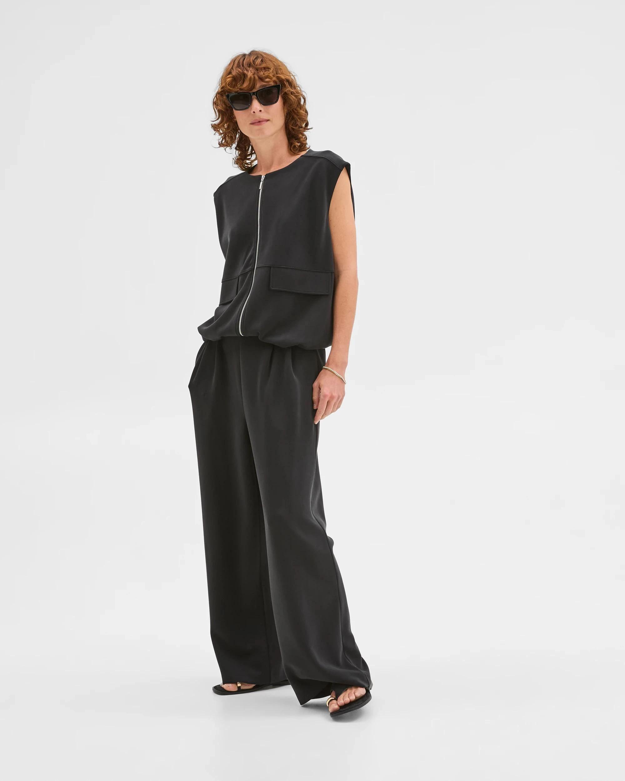 2 Target Woman Suede Touch Sleeveless Zip Through Vest WASHED BLACK, 2 of 6