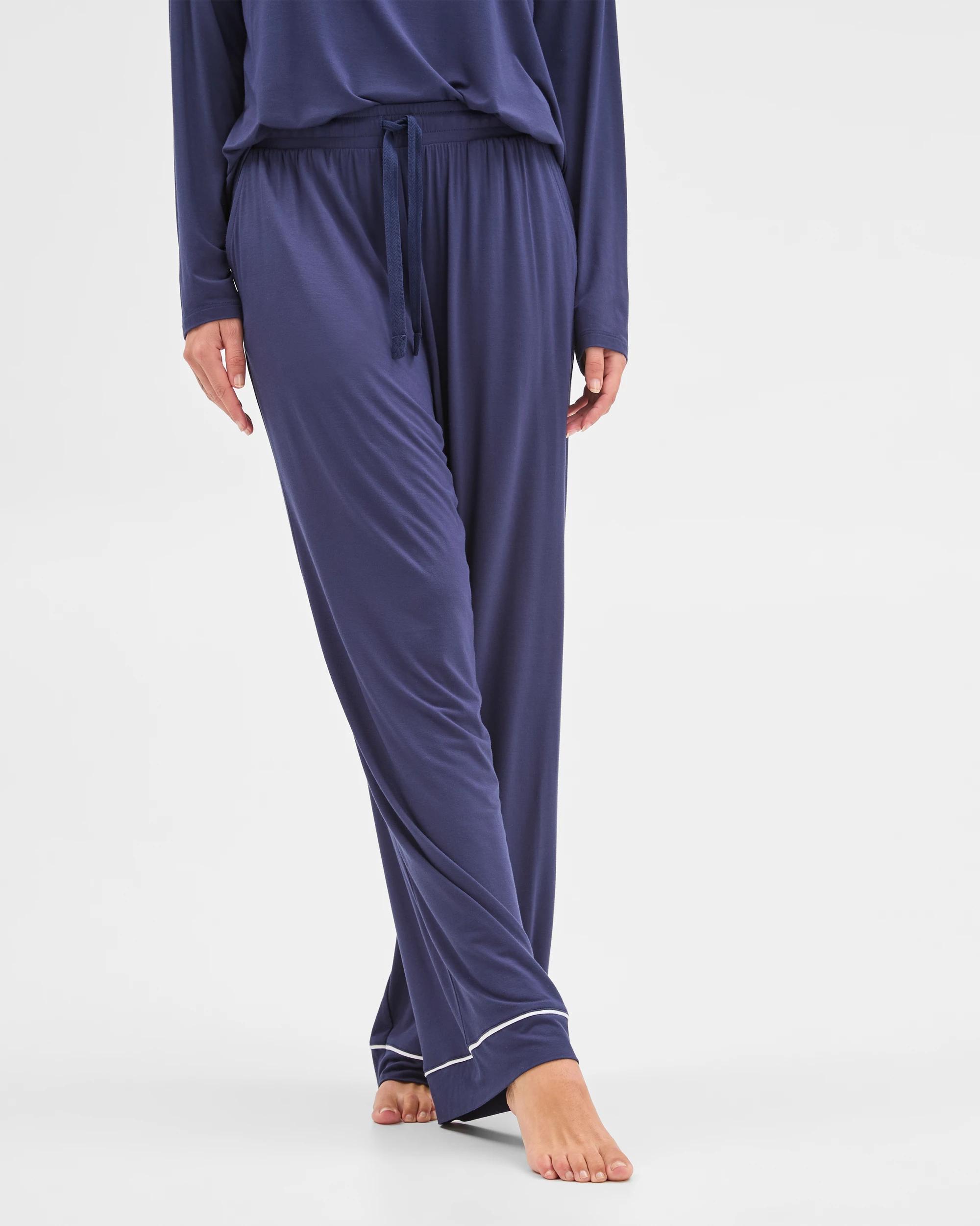 2 Target Woman Soft Comfort Bamboo Wide Leg Sleep Pants NAVY, 2 of 6