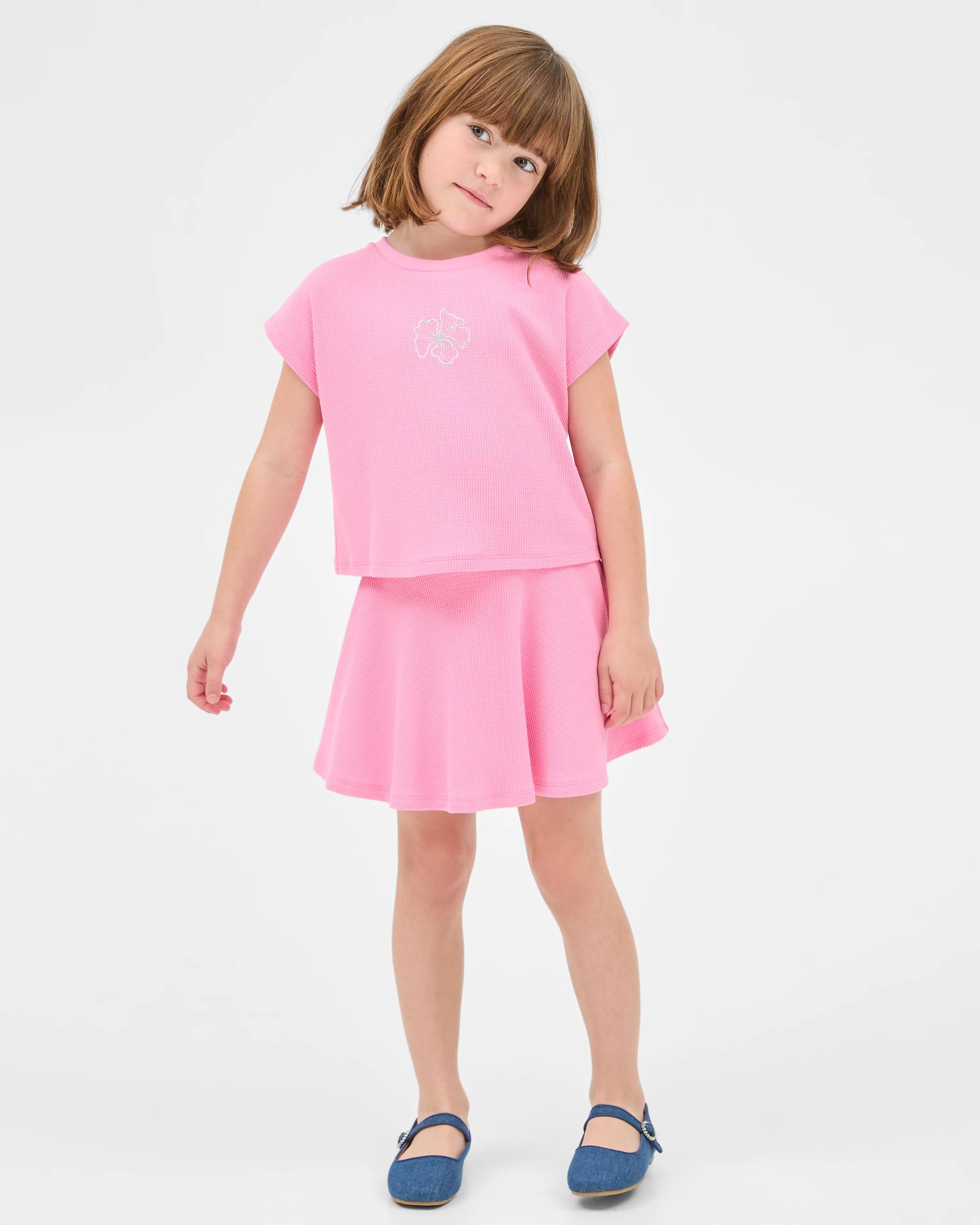 1 Target Waffle T-shirt And Skort 2 Piece Set PINK, 1 of 6