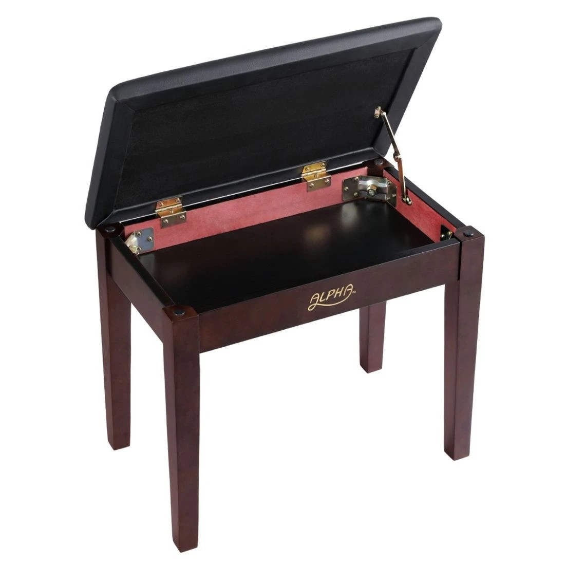 3 Alpha Piano Bench Stool with Storage Wooden PU Leather - Black, 3 of 7