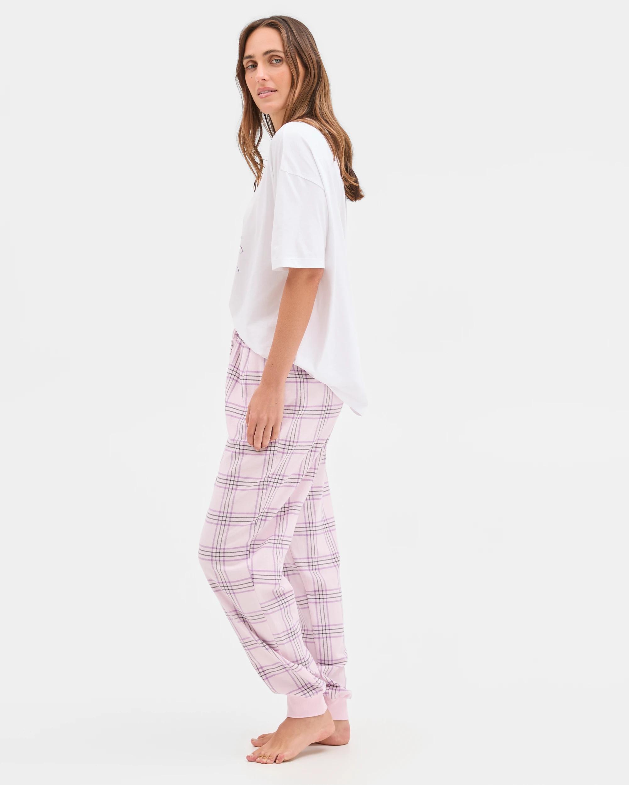 5 Target Woman Australian Cotton Flannelette Jogger Sleep Pants PINK CHECK, 5 of 5