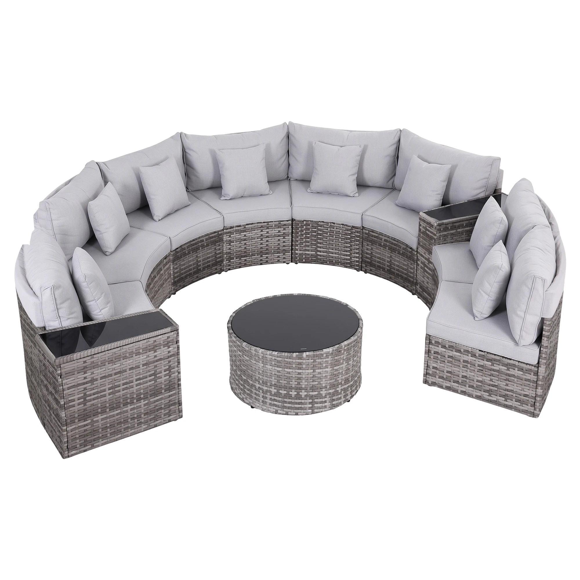4 Gardeon 8 Seater Outdoor Sofa Set 11PCS Round Table Chair Set Garden Rattan Patio Furniture - Grey, 4 of 7