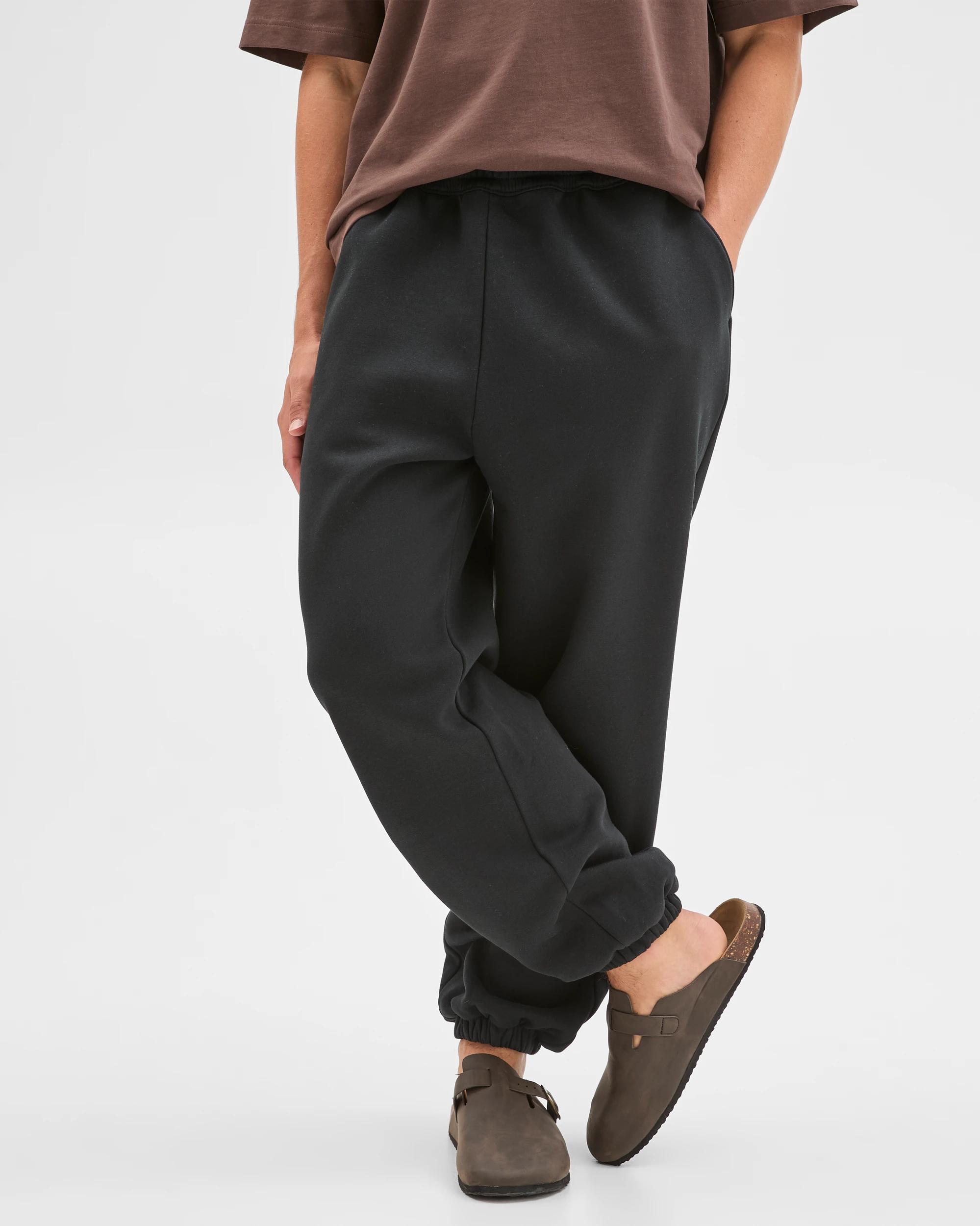 4 Commons Australian Cotton Blend Heavyweight Cuffed Trackpants BLACK, 4 of 6