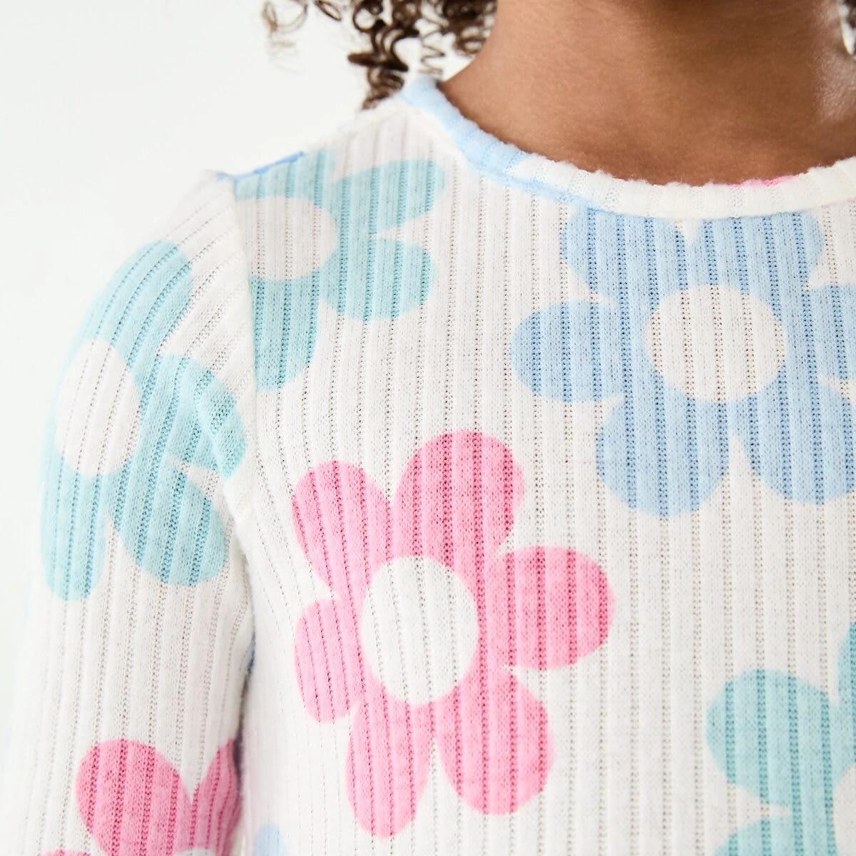 4 Long Sleeve Brushed Rib Dress Flower, 4 of 7