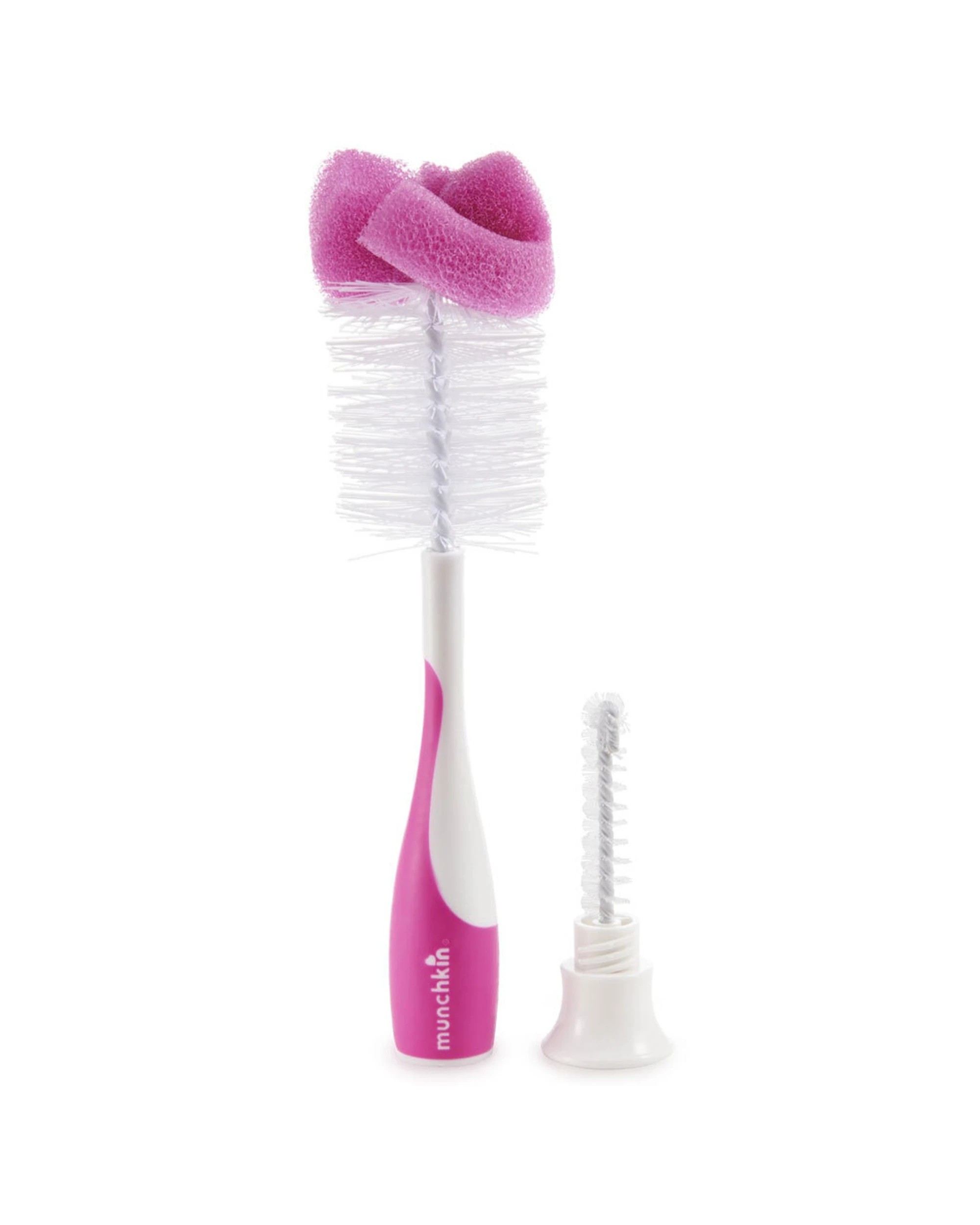 2 Munchkin Sponge Bottle Brush 2-In-1 Nipple Brush Upright Dishwasher Safe - Assorted, 2 of 4