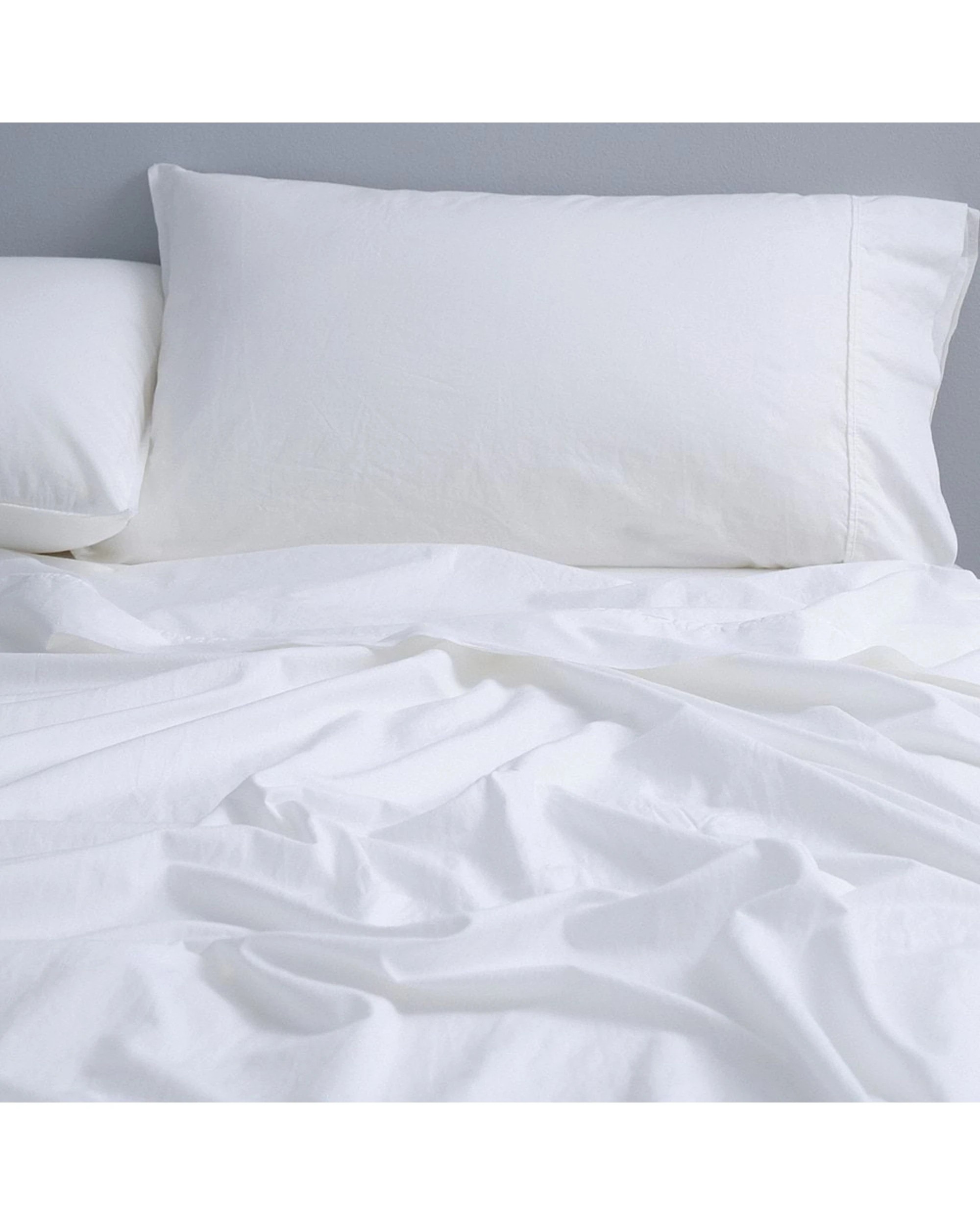 1 Canningvale Vintage Softwash Cotton Fitted Sheet Set Home Bedding - Queen Bed - White, 1 of 4