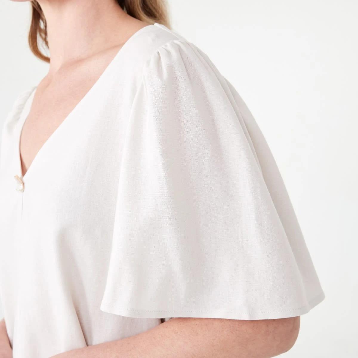 6 Short Sleeve Flutter Top NATURAL BEIGE, 6 of 6