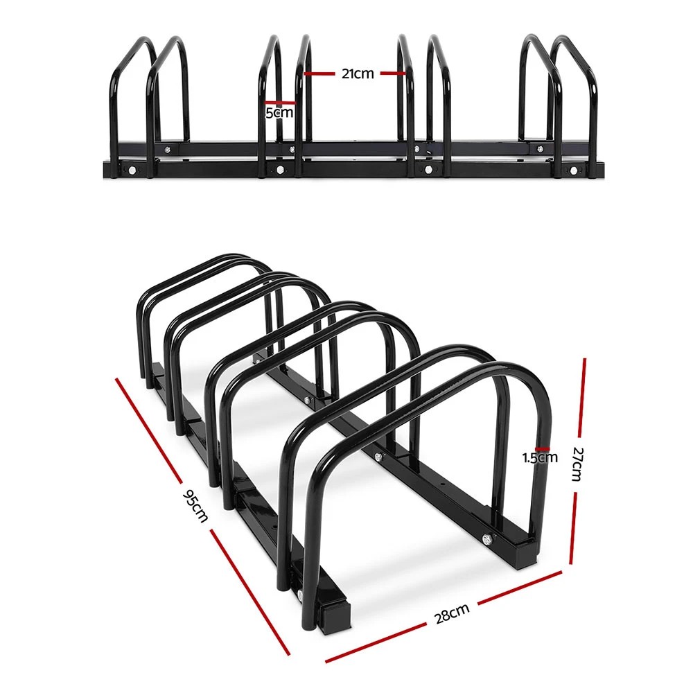 2 Weisshorn 4 Bike Stand Rack Bicycle Storage Floor Parking Holder Cycling - Black, 2 of 9