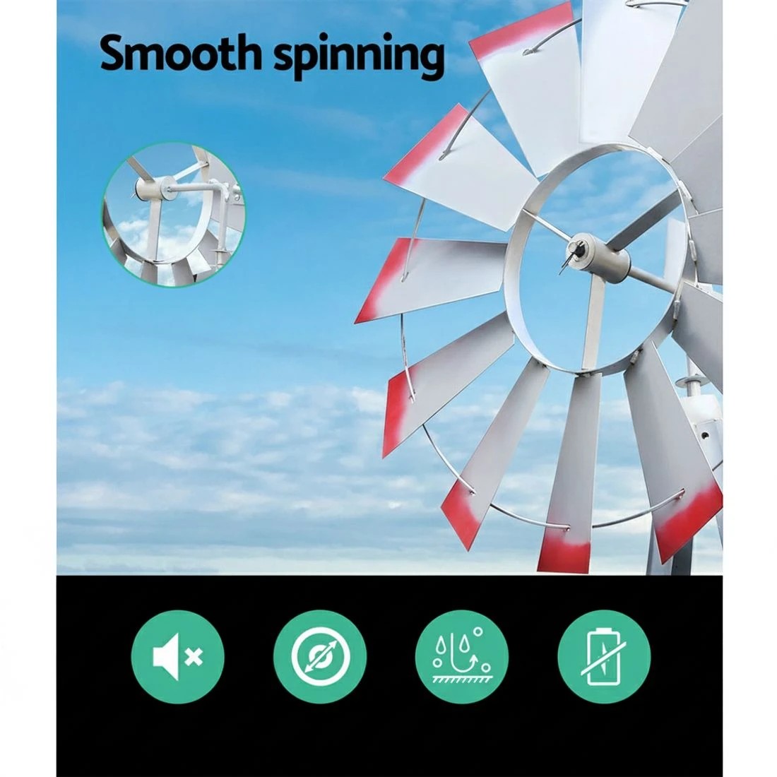 4 Gardeon Garden Windmill 8FT 245cm Metal Ornaments Outdoor Decor Ornamental - Grey, 4 of 7