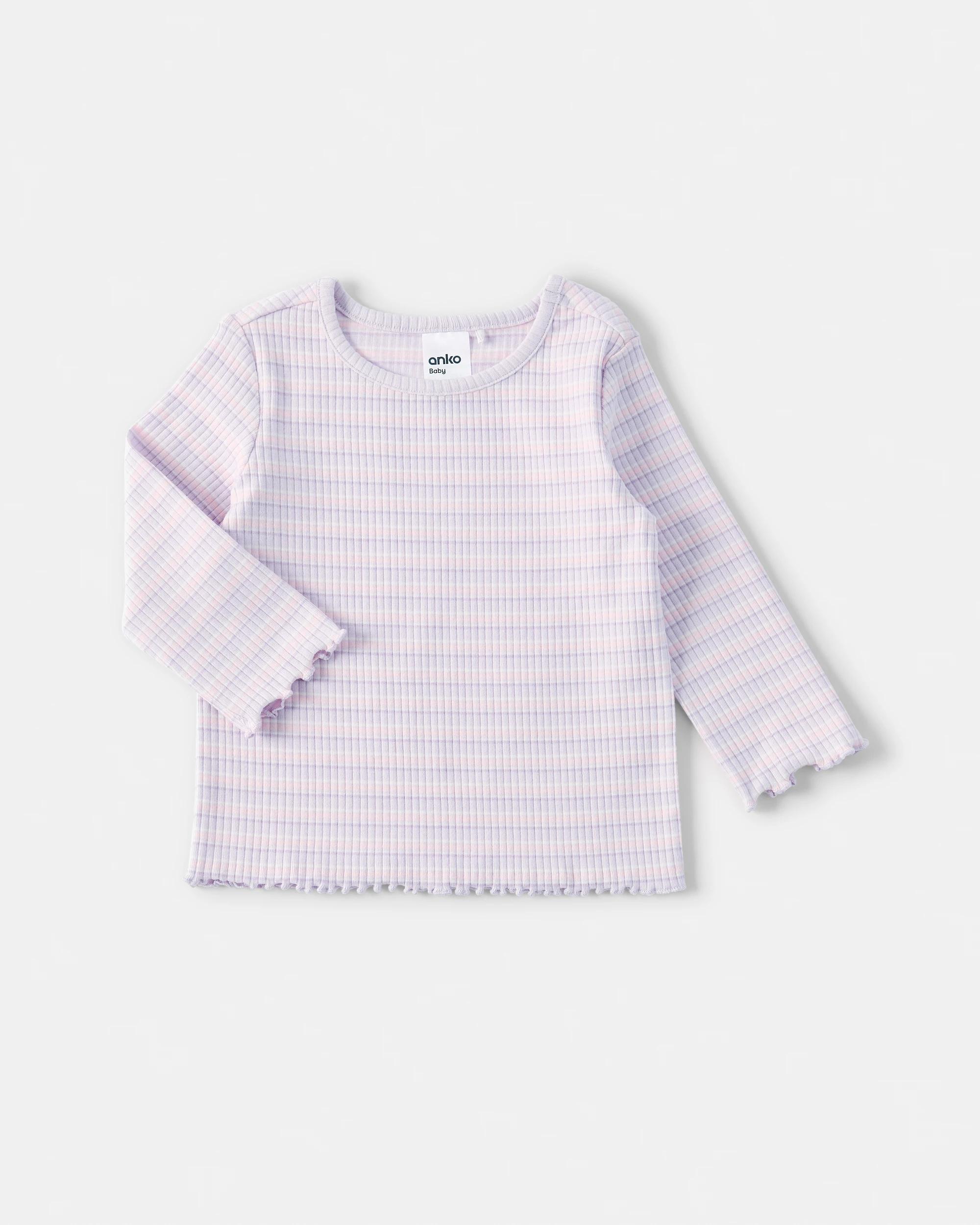 5 3 Pack Cotton Long Sleeve Ribbed T-shirt Lilc Flrl, 5 of 8