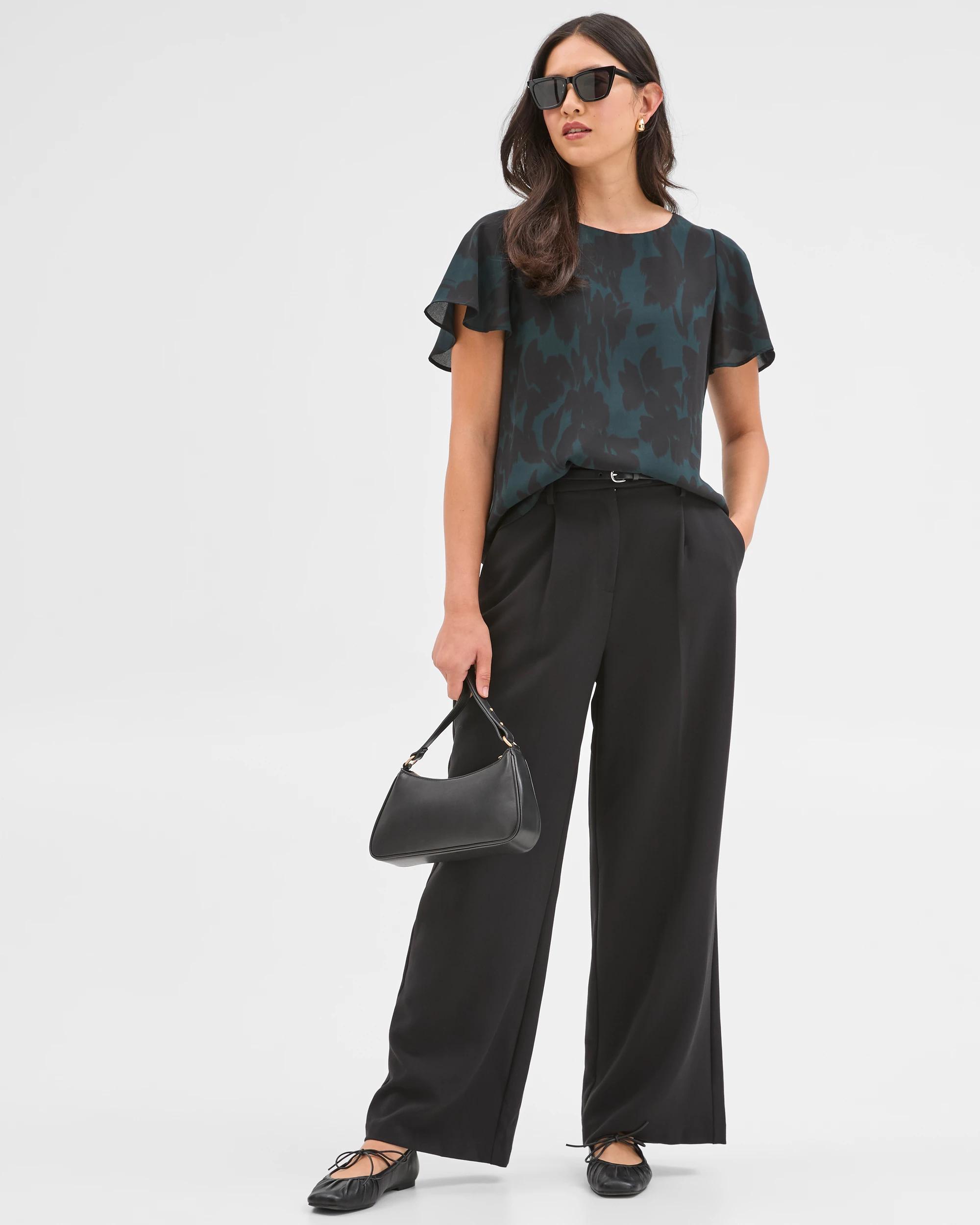 2 Preview Ella Crew Neck Blouse FLORAL BLUR, 2 of 5