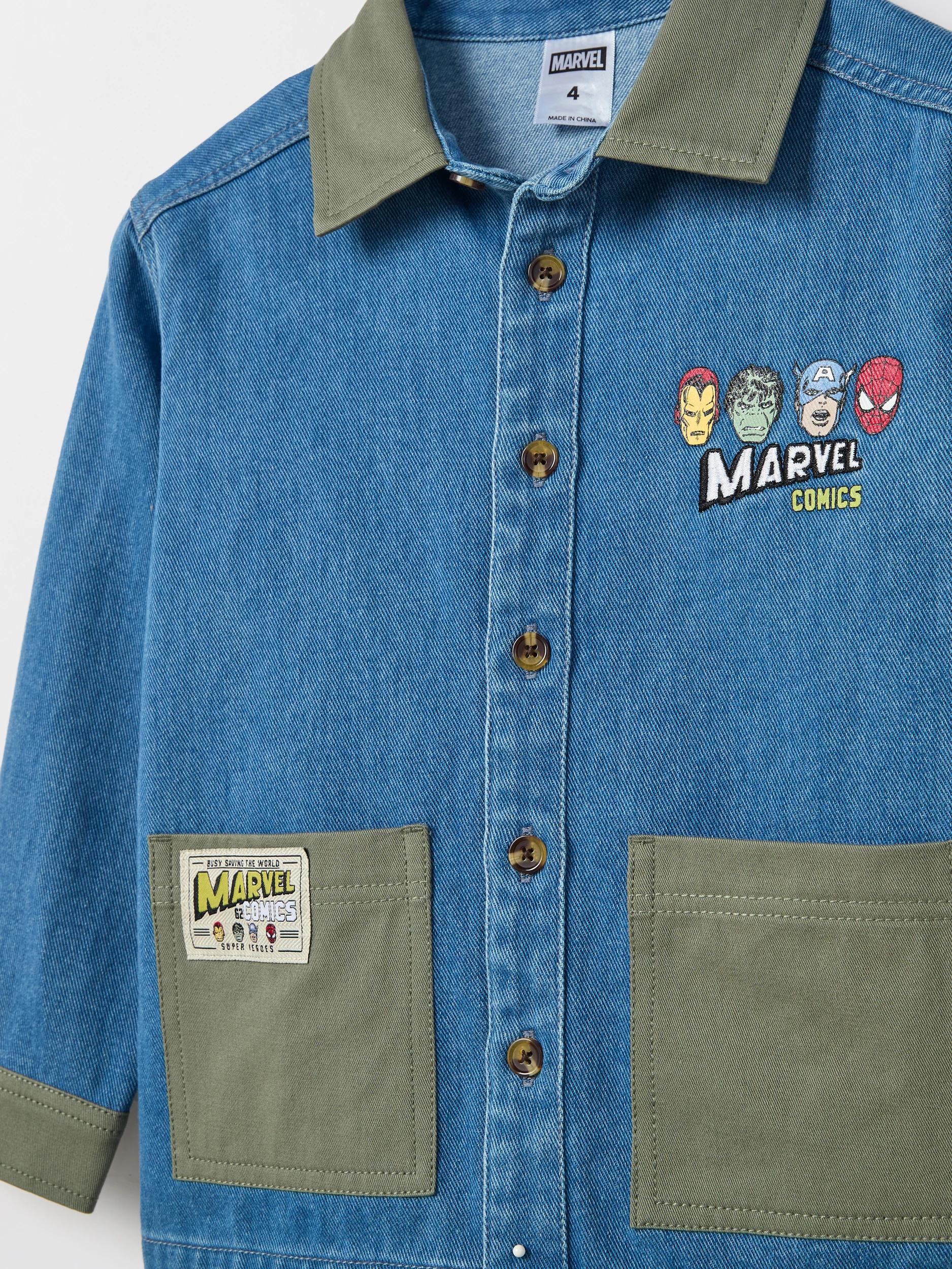 2 Disney Marvel Denim Long Sleeve Shacket LIGHT WASH, 2 of 3