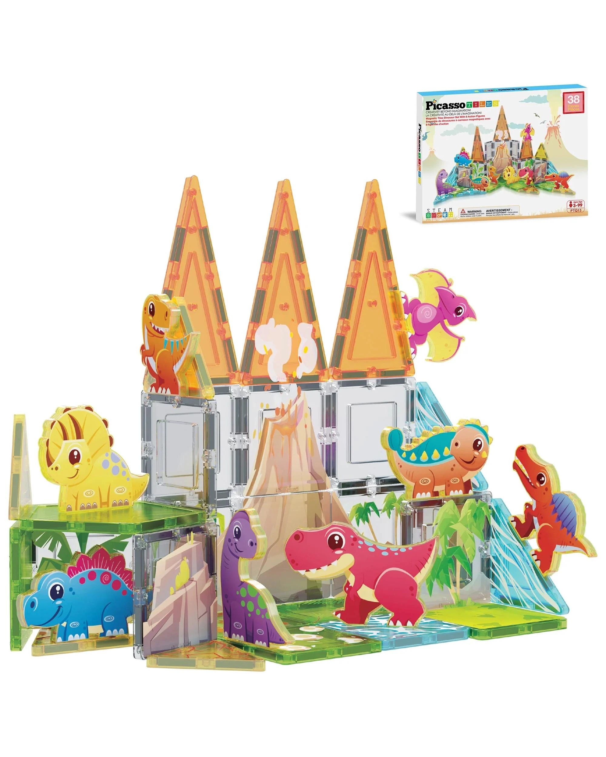 1 PicassoTiles Magnetic Tile Dino World Adventure Set Building Set 38 Pieces, 1 of 8