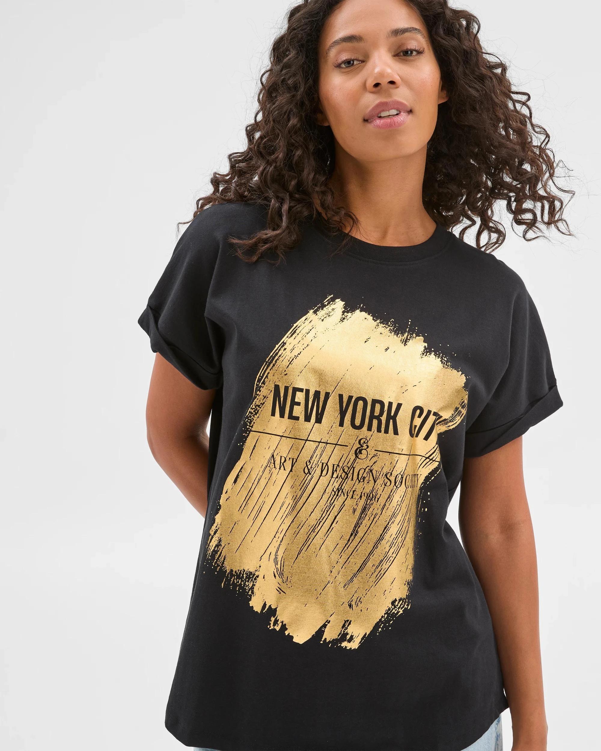 2 Target Australian Cotton Heavyweight Oversized Boxy T-Shirt BLACK/GOLD NYC, 2 of 5