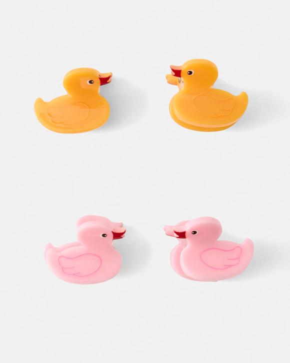 4 Pack Yellow and Pink Mini Duck Claw Hair Clips
