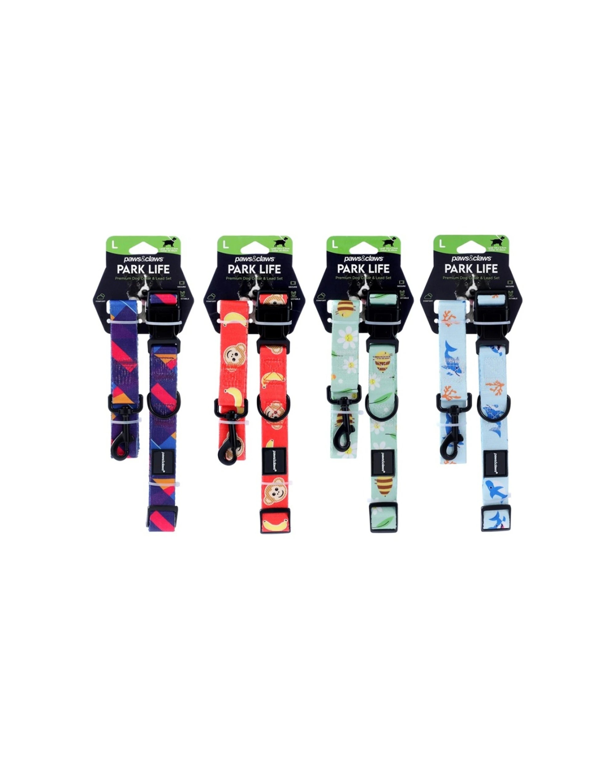 3 Paws & Claws 3PK Pet Dog Collar Lead Set Large - Assorted, 3 of 8