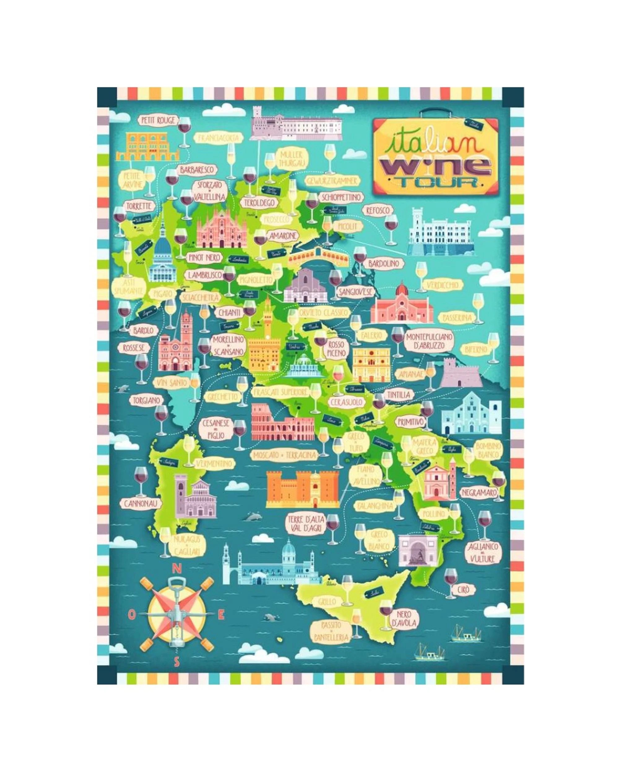 2 Ravensburger Italian Wine Tour Map of Italy 1000 Piece Jigsaw Puzzle, 2 of 2