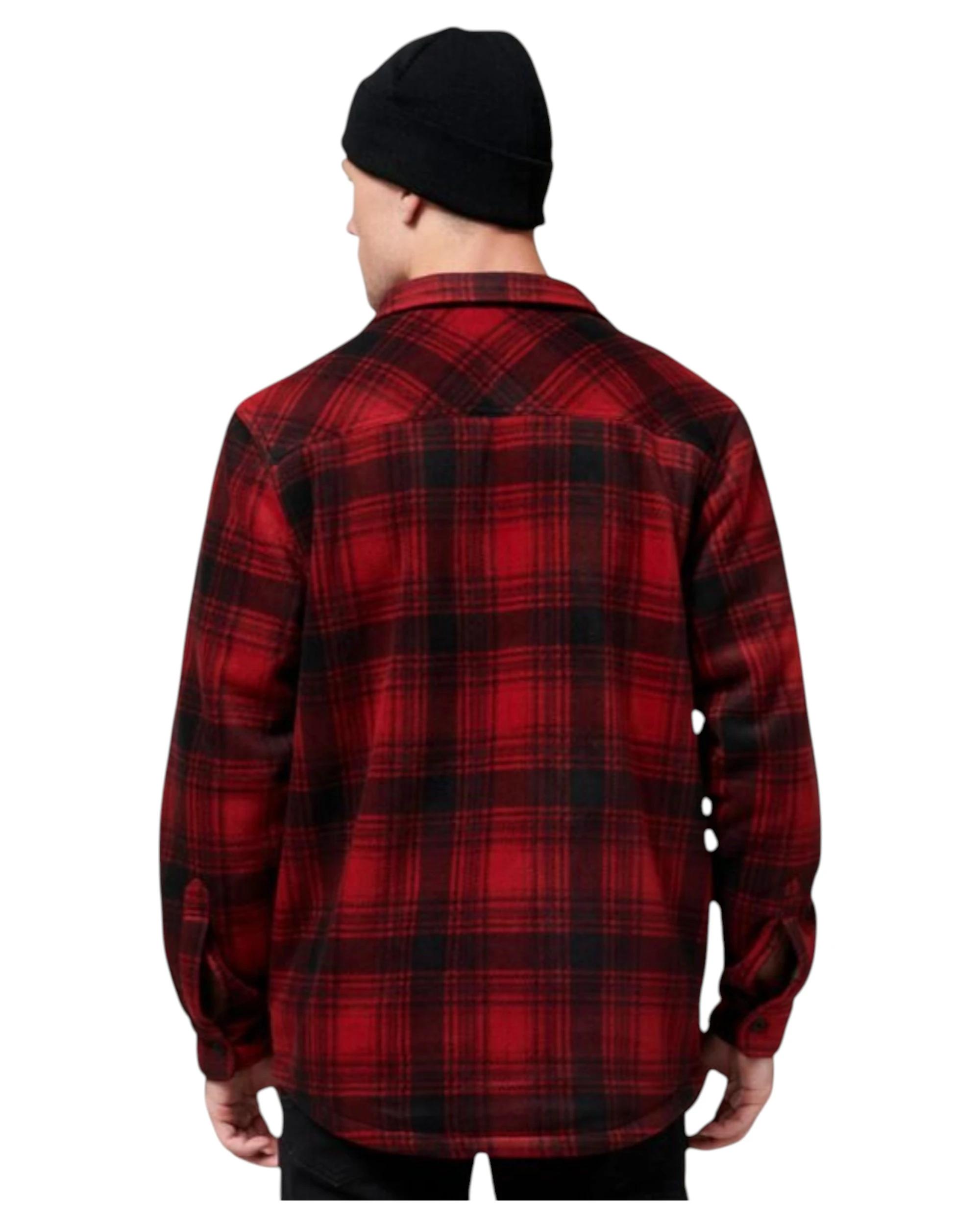 9 Hard Yakka Mens Legends Sherpa Fleece Jacket Shirt Camper Red With Free Beanie CAMPER RED, 9 of 9