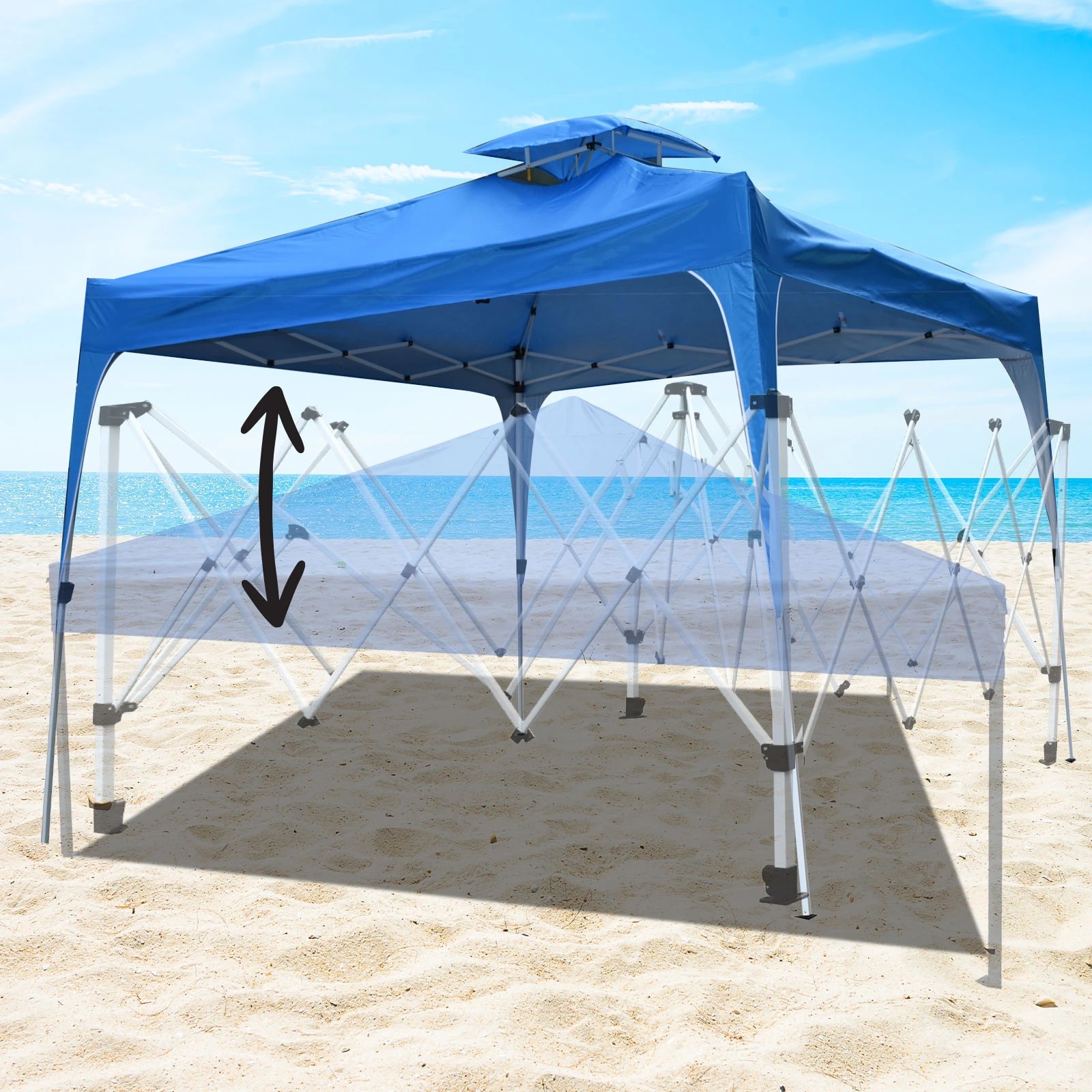 3 Arcadia Furniture Portable Camping Beach 3M x 3M Outdoor Folding Tent Navy - Blue, 3 of 9