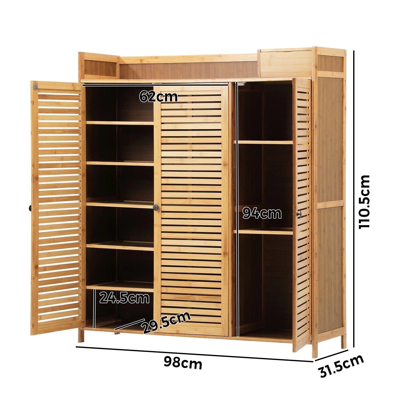 9 Oikiture Shoe Storage Cabinet Shoes Rack Organiser Shelf 3 Doors Adjustable
 - Natural, 9 of 9