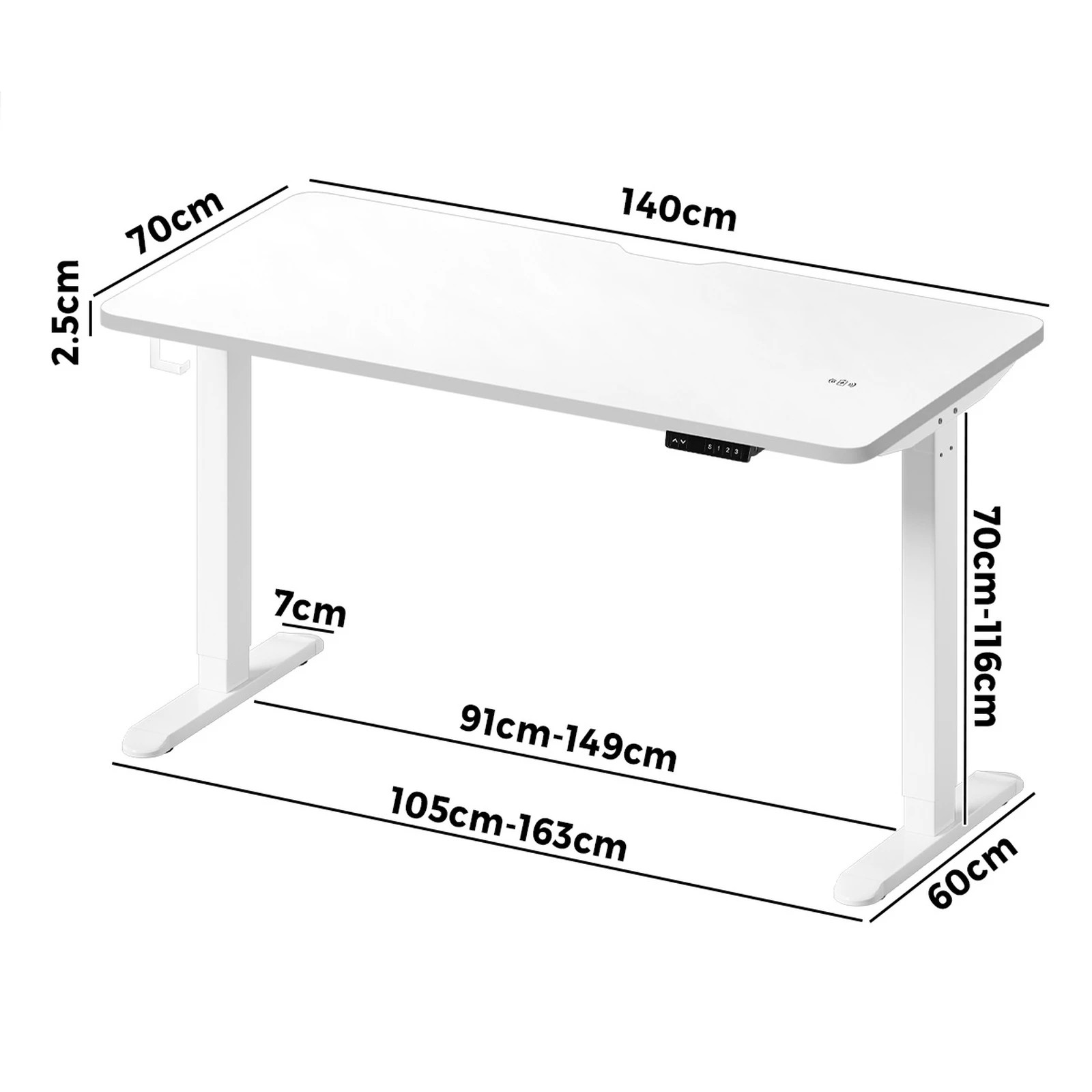 4 Oikiture Electric Standing Desk With Wireless Charging Single Motor 140cm
 - White, 4 of 4