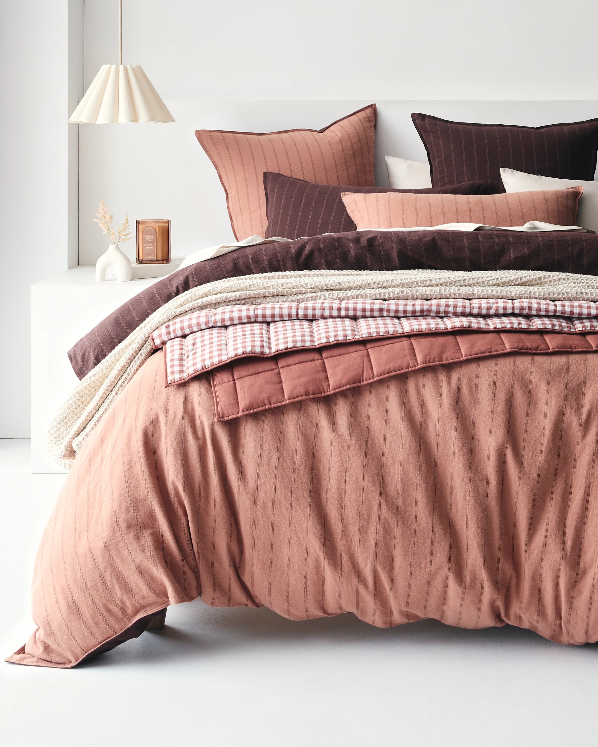 3 Target Adelle Stripe Linen/Cotton Quilt Cover Set - Queen Bed - Brown, 3 of 9