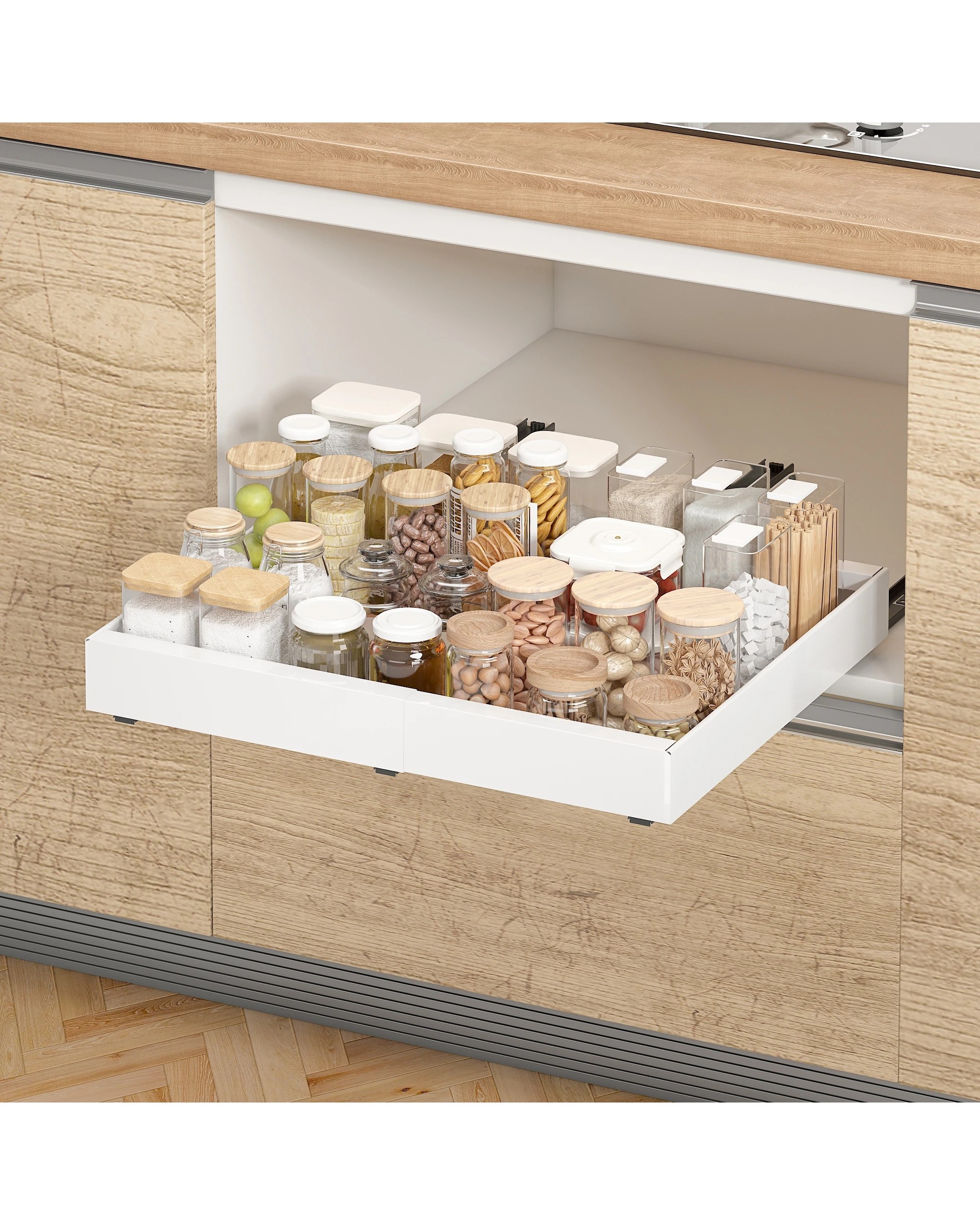 3 Advwin Extendable Cabinet Organizer With Pull Out 3 Slide Rails
 - White, 3 of 10