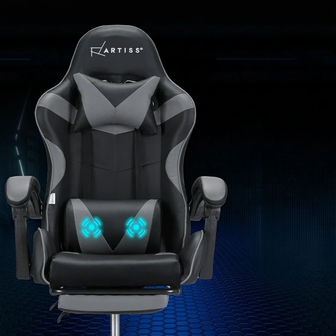 3 Artiss 2 Point Massage Gaming Office Chair Footrest - Multi, 3 of 5