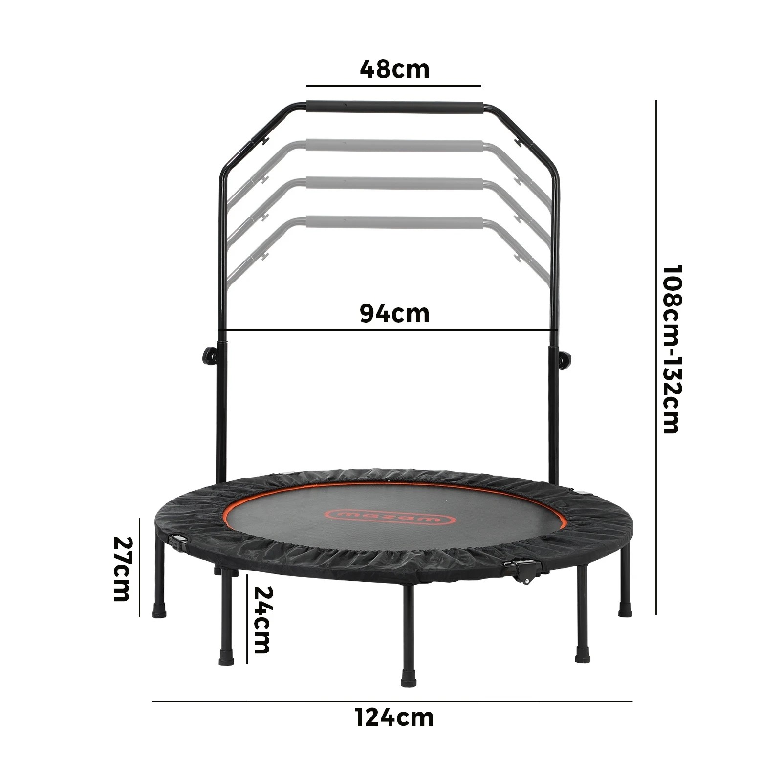 7 Mazam 48" Trampoline Round Fitness Rebounder Handrail Jumping Exercise Home Gym
 - Multi, 7 of 10