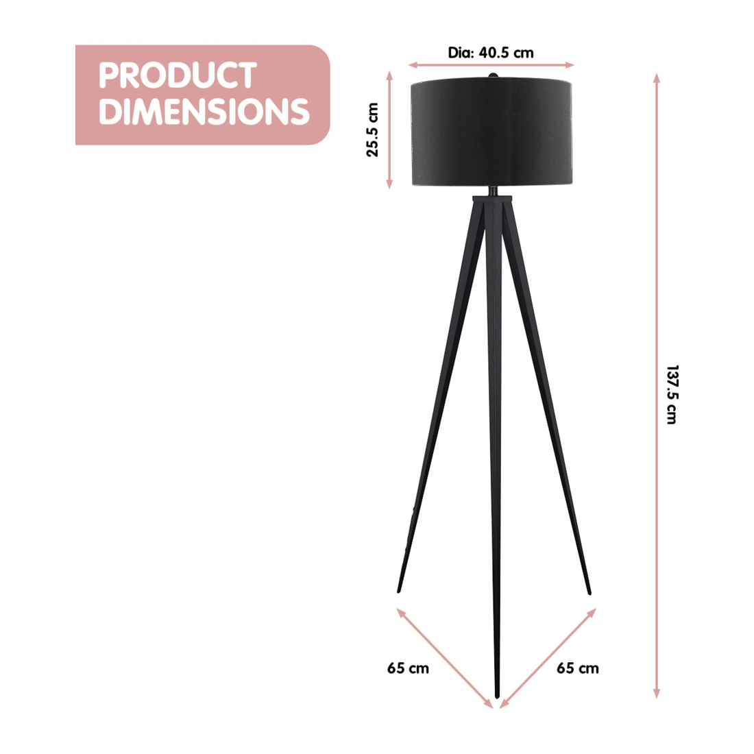 4 Sarantino Minimalist Modern Tripod Floor Lamp Black, 4 of 6