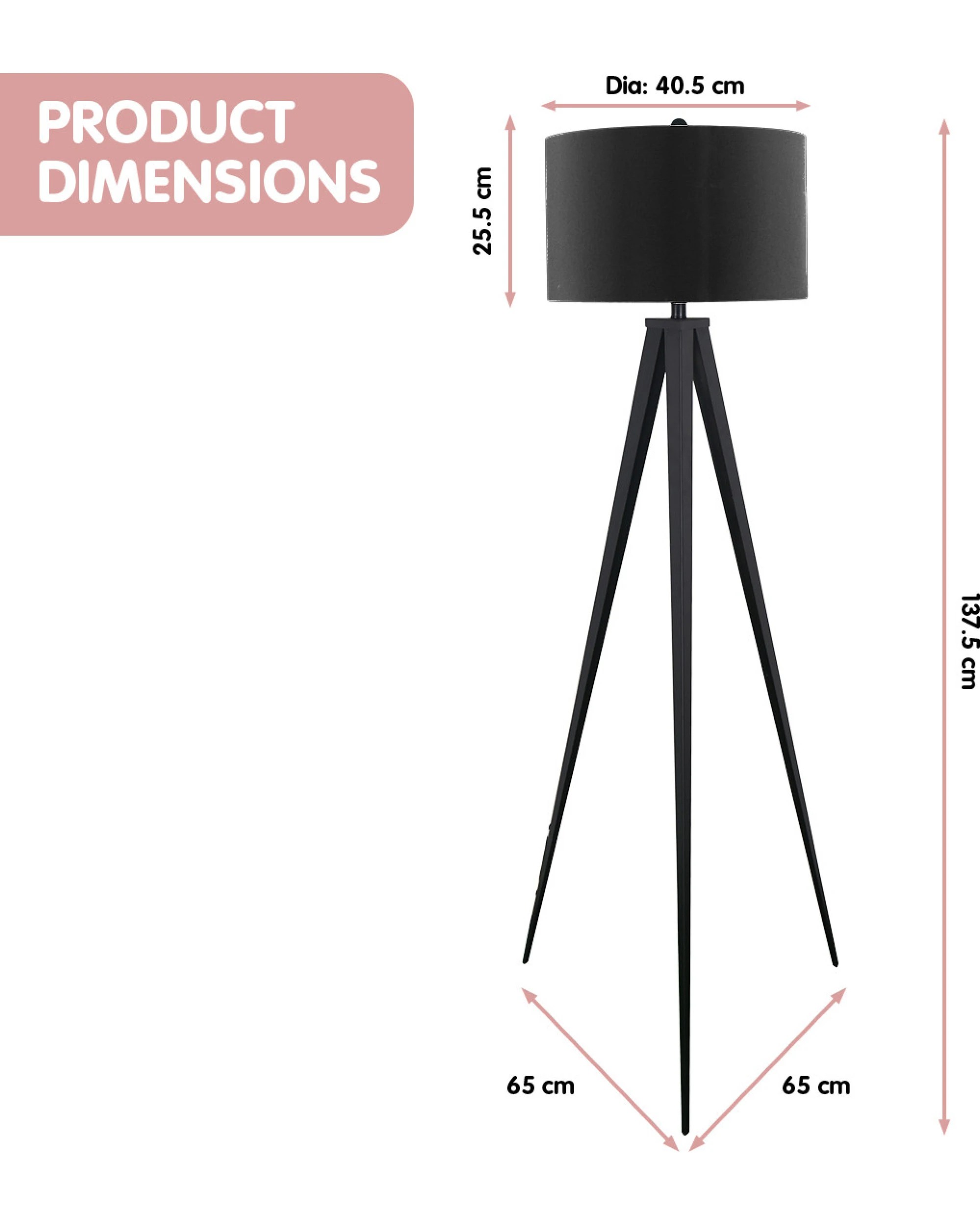 4 Sarantino Minimalist Modern Tripod Floor Lamp Black, 4 of 6