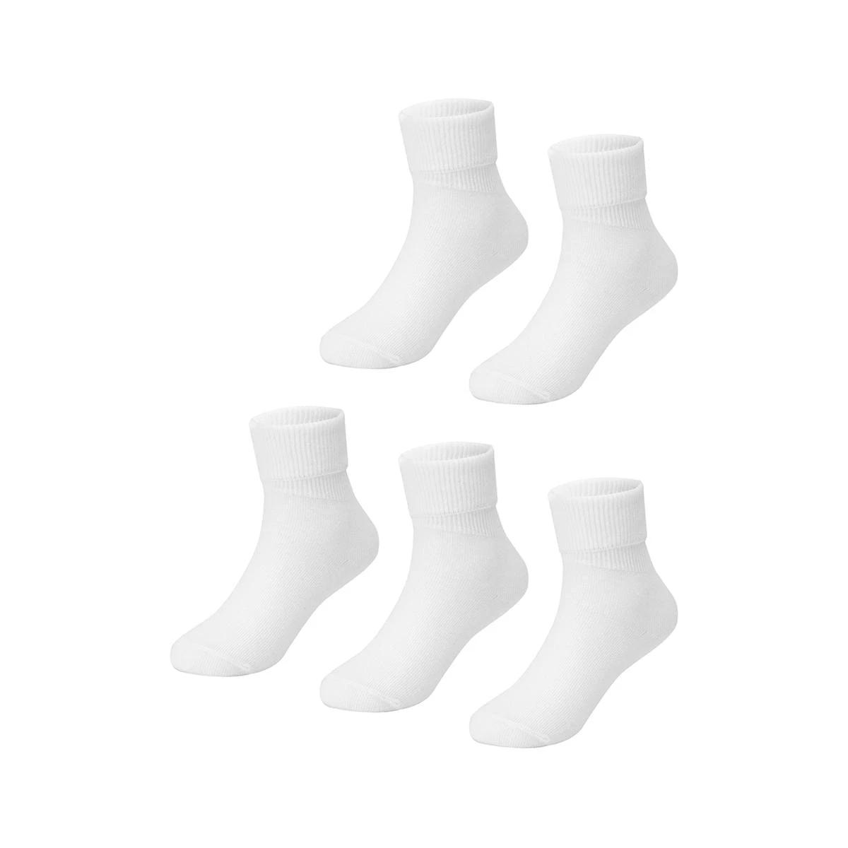 1 5 Pack School Turn Over Top Socks WHITE, 1 of 3