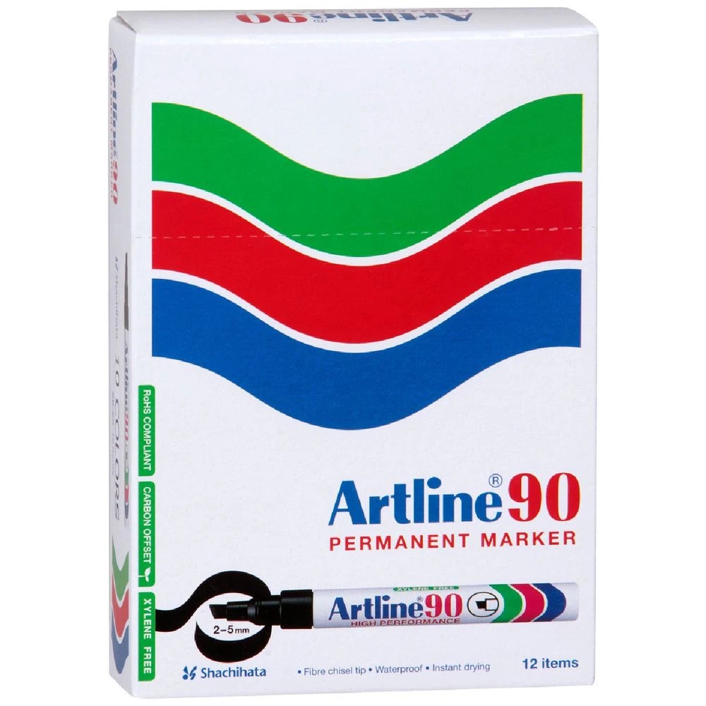1 Artline 90 Permanent Marker Assorted 12 Pack, 1 of 2