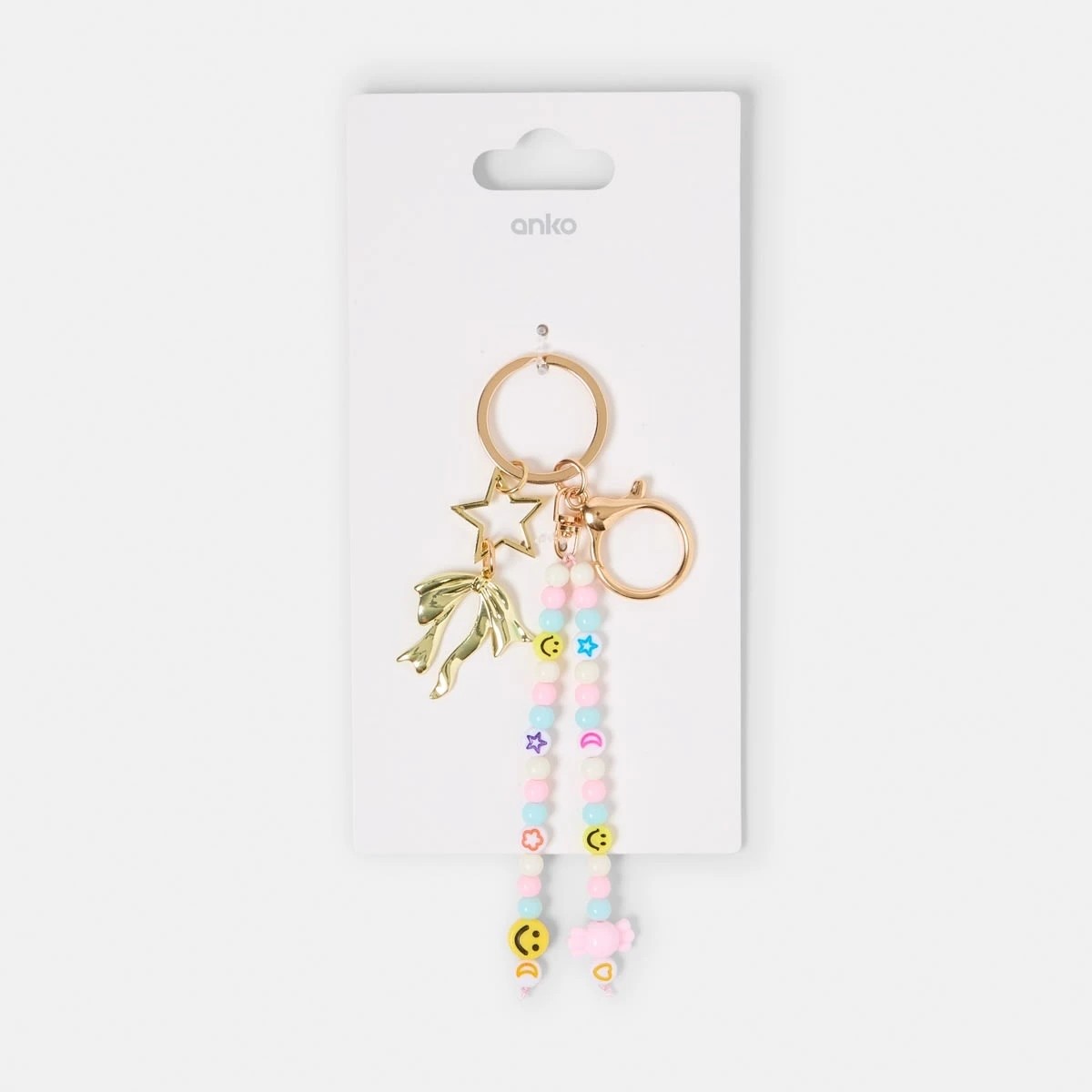 3 Smiley Bead Charm Keyring, 3 of 3