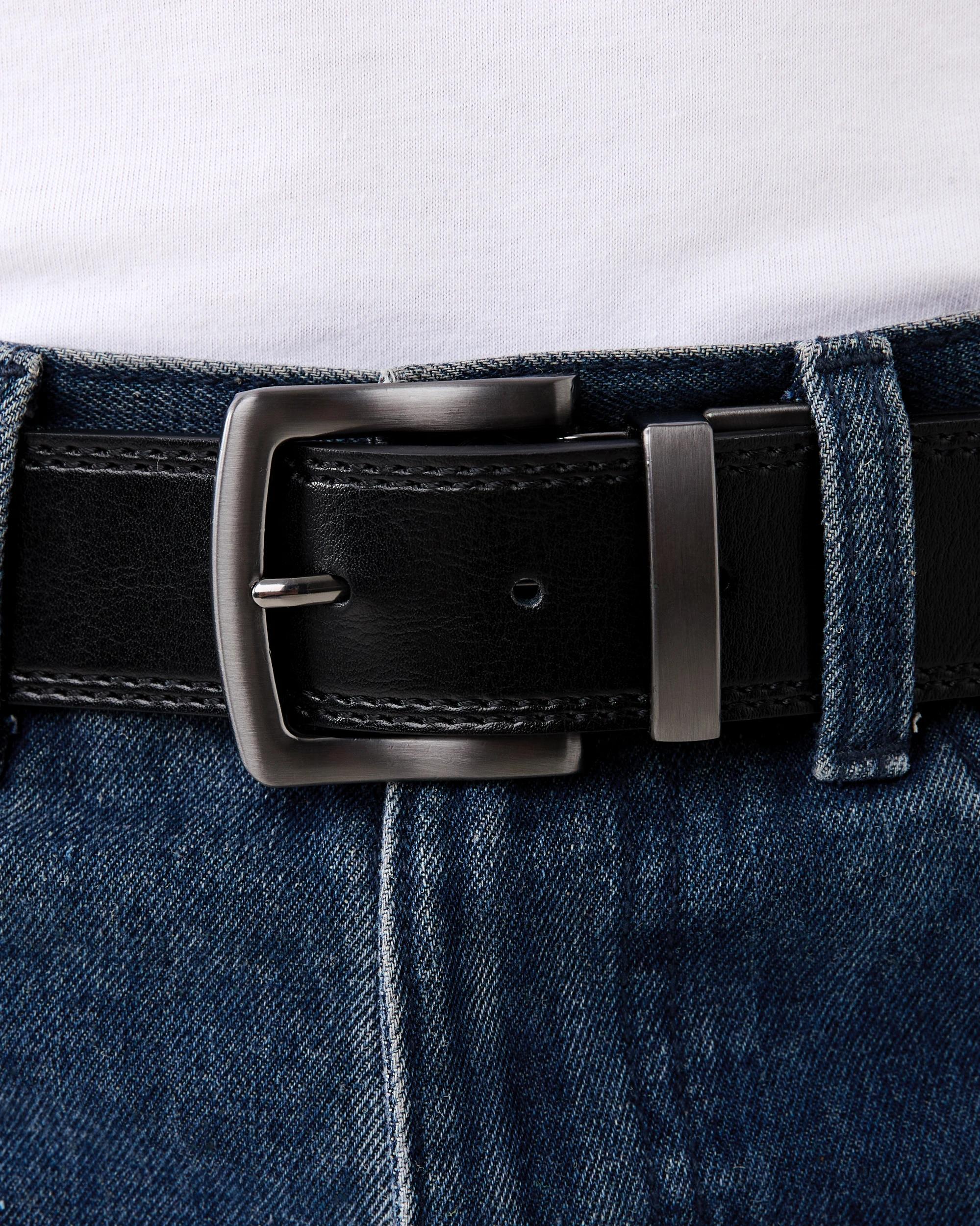 6 Reversible Leather Belt Black Tan, 6 of 7