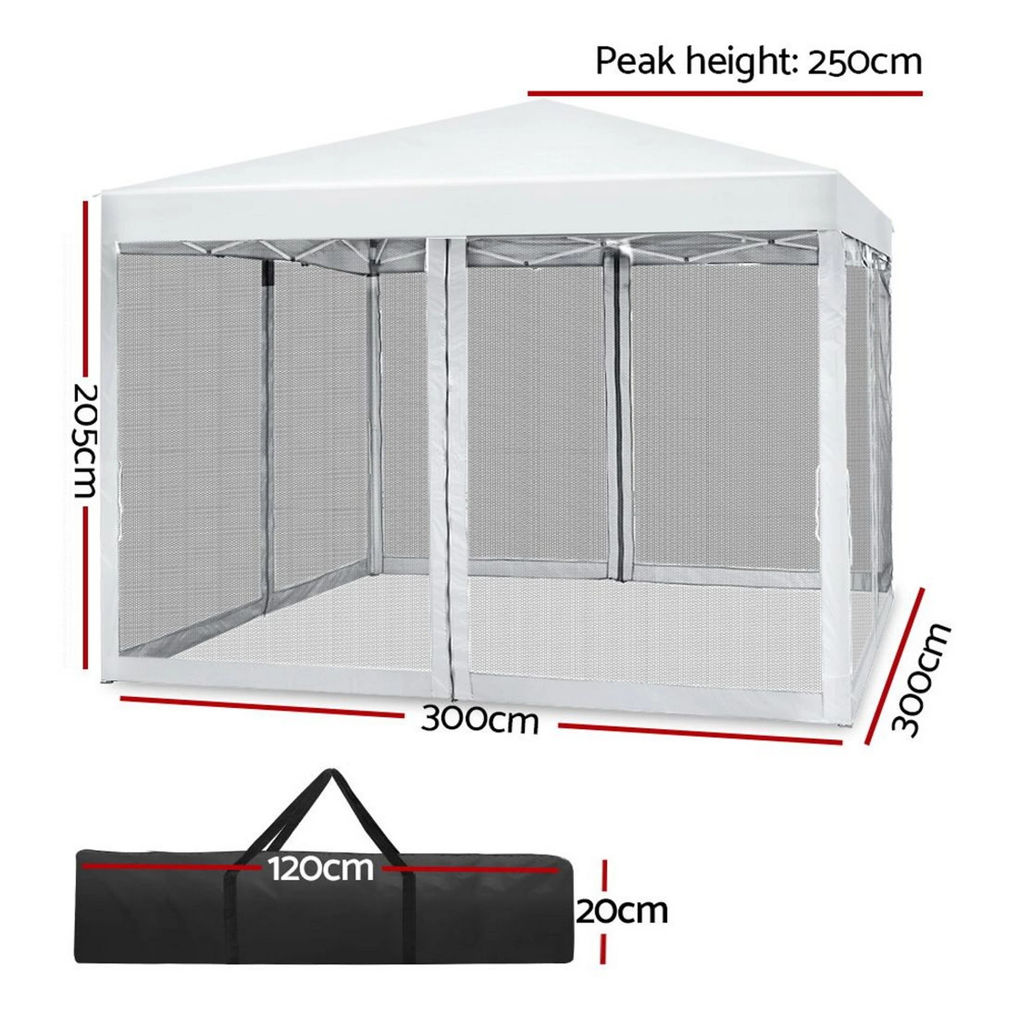 3 Instahut Gazebo Pop Up Marquee  Wedding Party Outdoor Camping Tent Canopy Shade Mesh Wall - White, 3 of 7