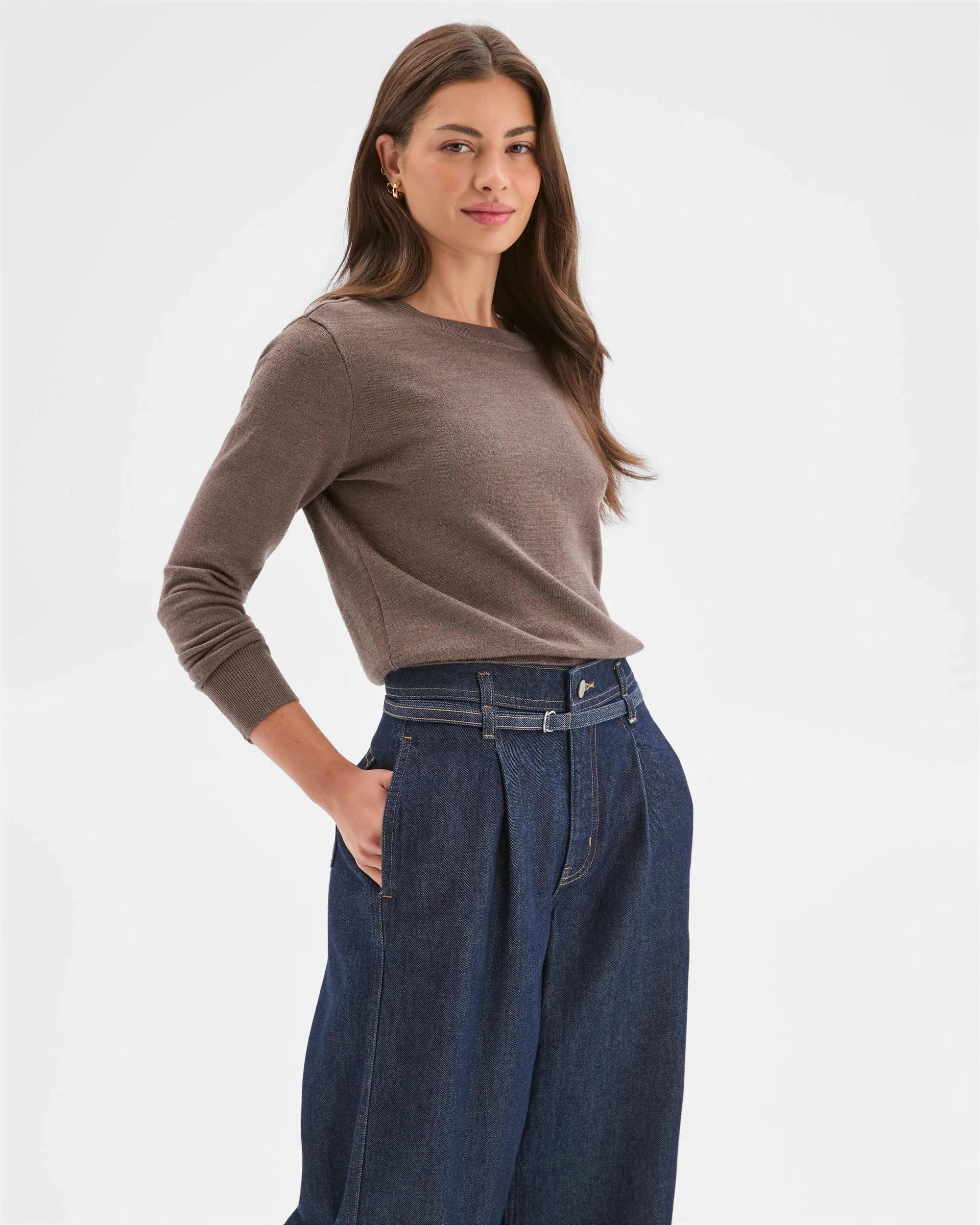 2 Target Petites Petites Australian Merino Wool Crew Neck Sweater TAUPE, 2 of 8