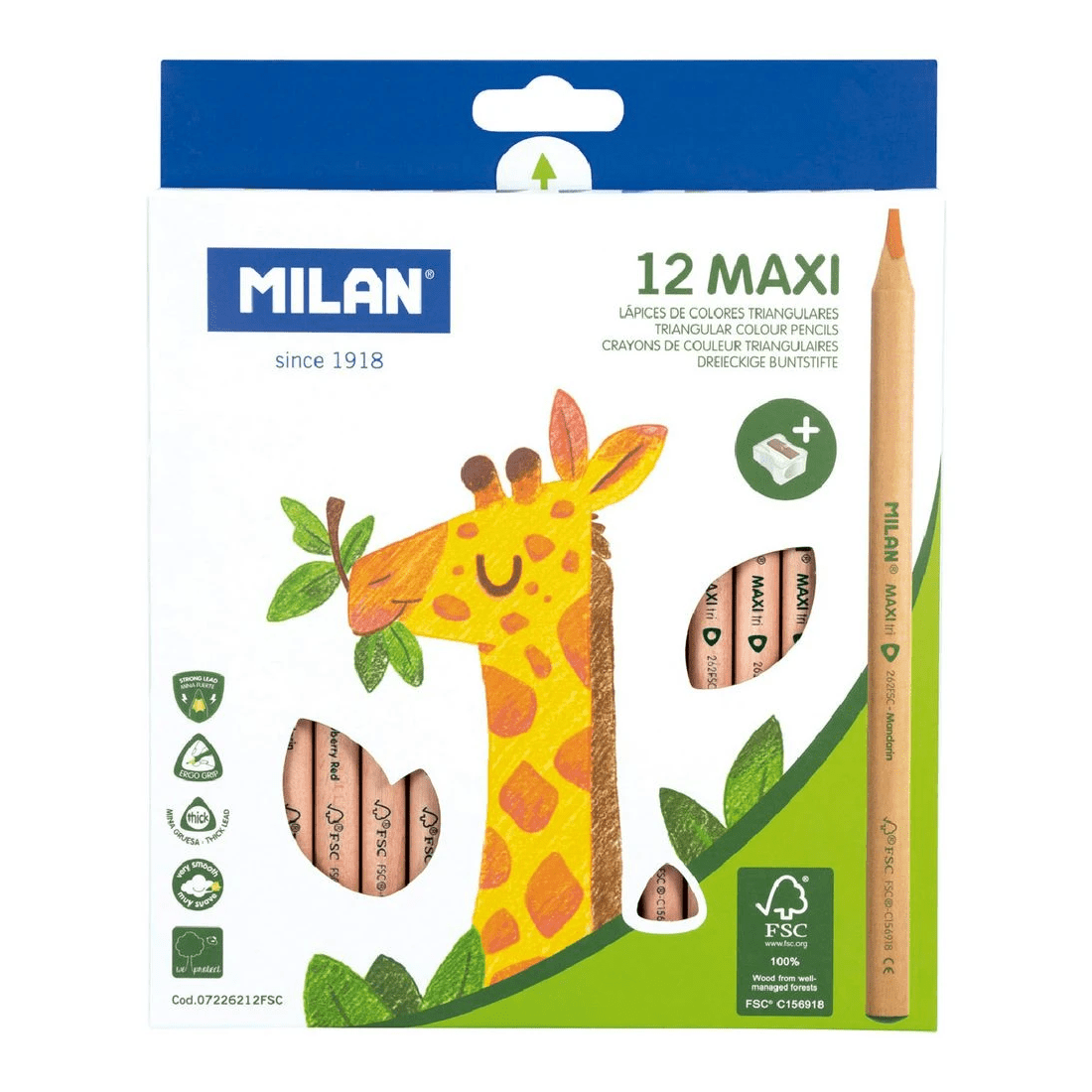 1 Milan FSC Maxi Tri-Coloured Pencils 12 Pack, 1 of 4