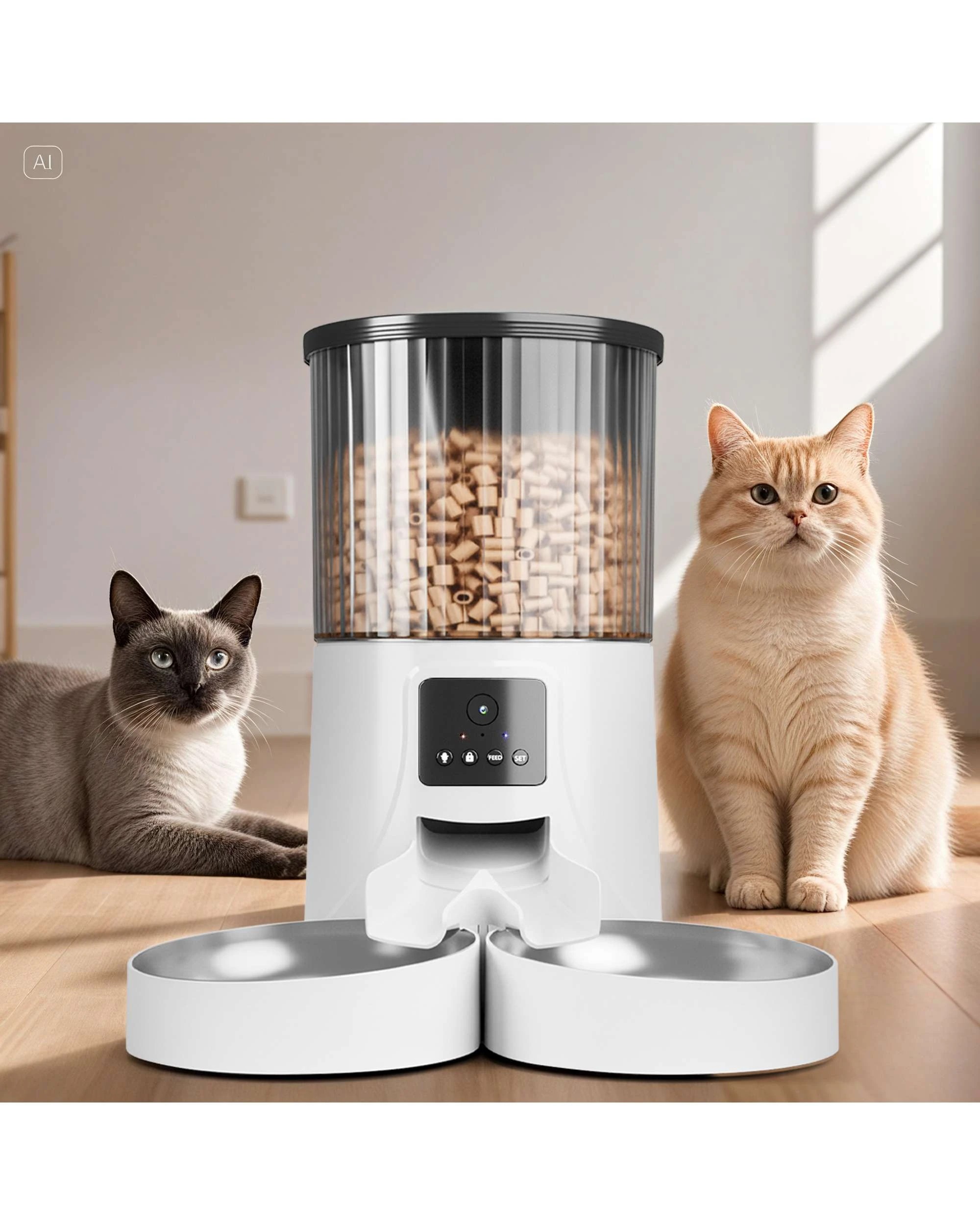 4 Advwin Automatic Pet Feeder 2 Bowls With Camera 4l, 4 of 8