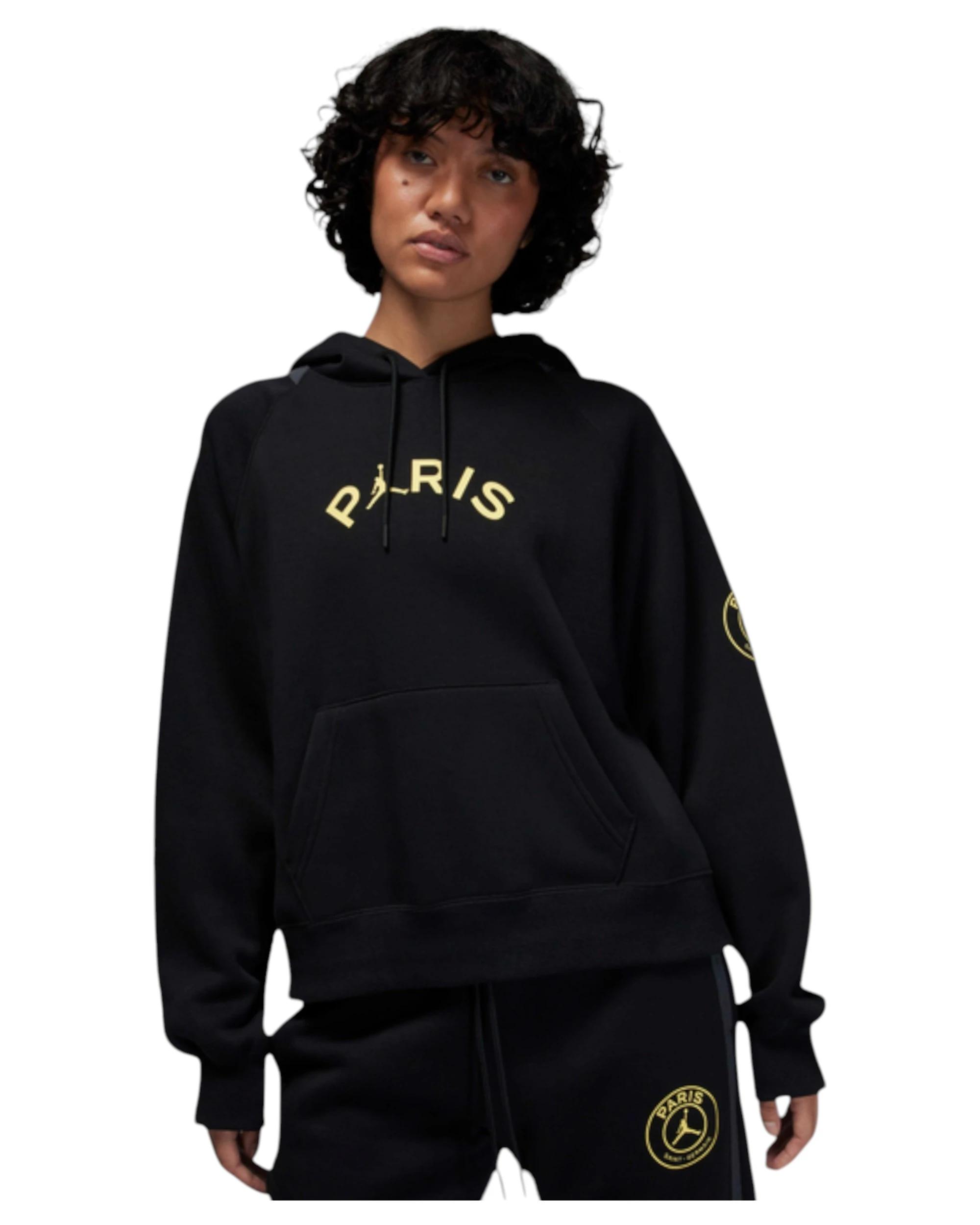 1 Nike Womens Jordan Paris Saint-Germain Brooklyn Fleece Pullover Hoodie BLACK, 1 of 8