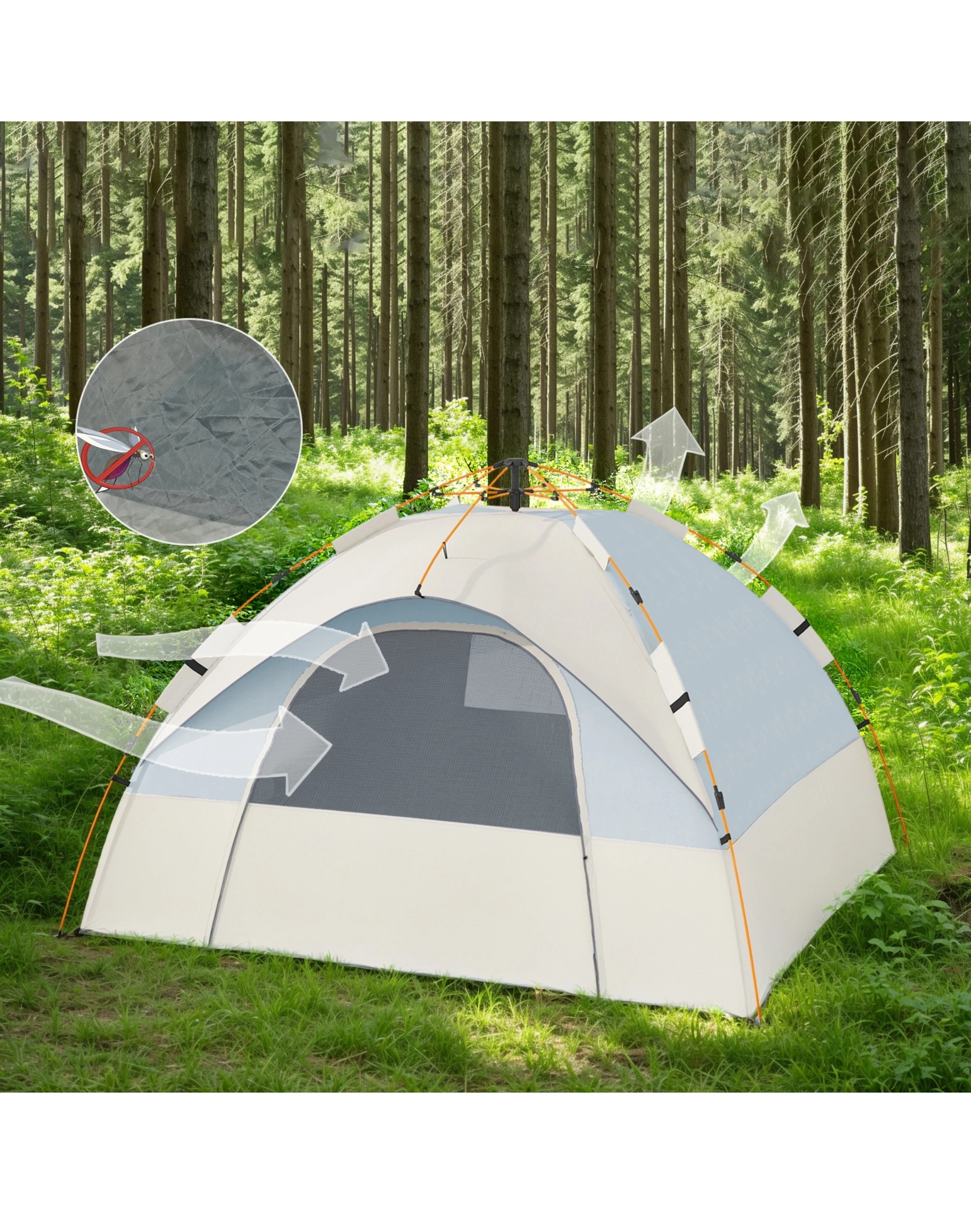 6 Advwin Pop-Up Camping Tent 3-4 Person Outdoor Beach -Beige, 6 of 8