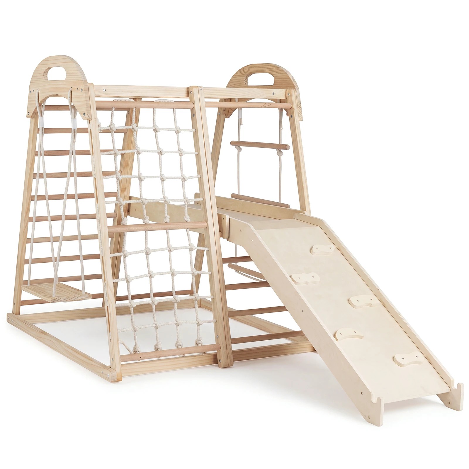 1 Costway Climb Playset 8-in-1 Wood Jungle Gym Indoor Outdoor Playground - Natural, 1 of 3