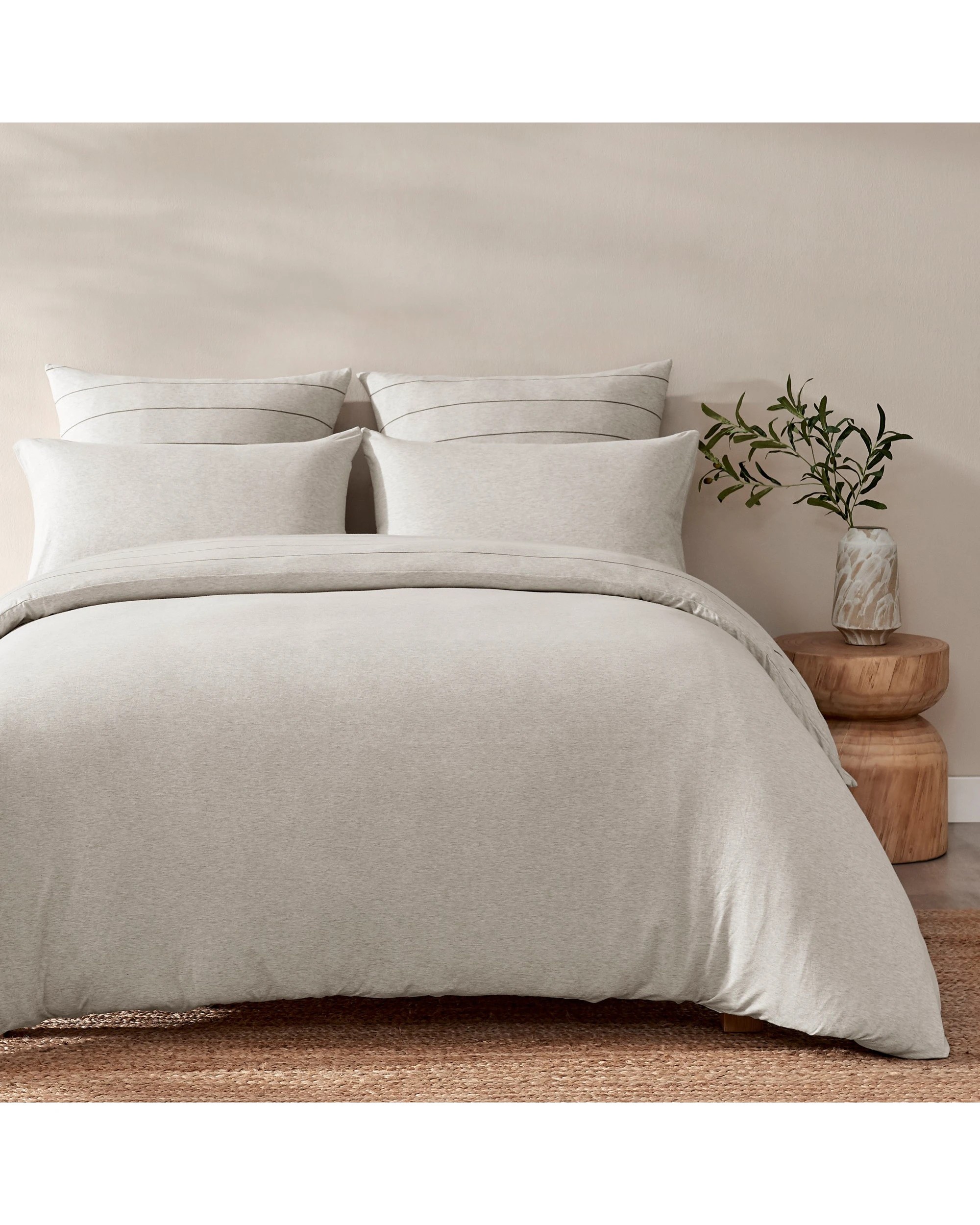 2 Dreamaker Jersey Luxe 100% Cotton Reversible Quilt Cover Set Charcoal - Single Bed - Oatmeal, 2 of 10