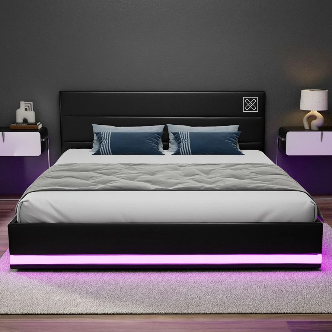 6 Artiss Bed Frame King Size LED Gas Lift Under Bed Storage Upholstered Sturdy Easy Assembly Remote Control - Black, 6 of 6