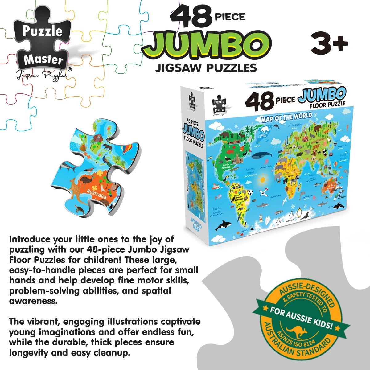 2 Puzzle Master 48 Piece Jumbo Floor Puzzle World Map, 2 of 7