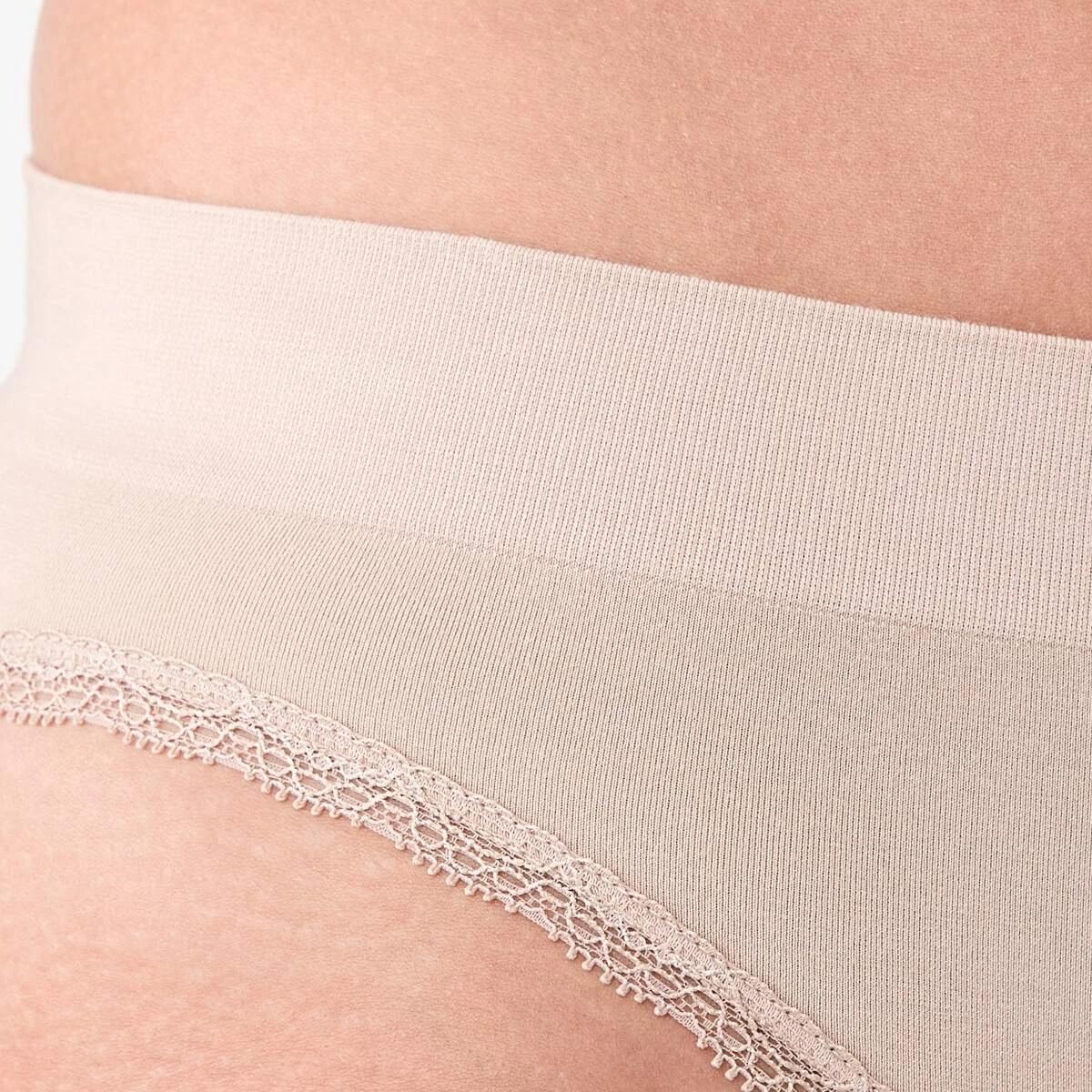 9 3 Pack Seamfree Bamboo Lace Bikini Briefs PINK CHALK, WHISPER WHITE, LIGHT FAWN, 9 of 9