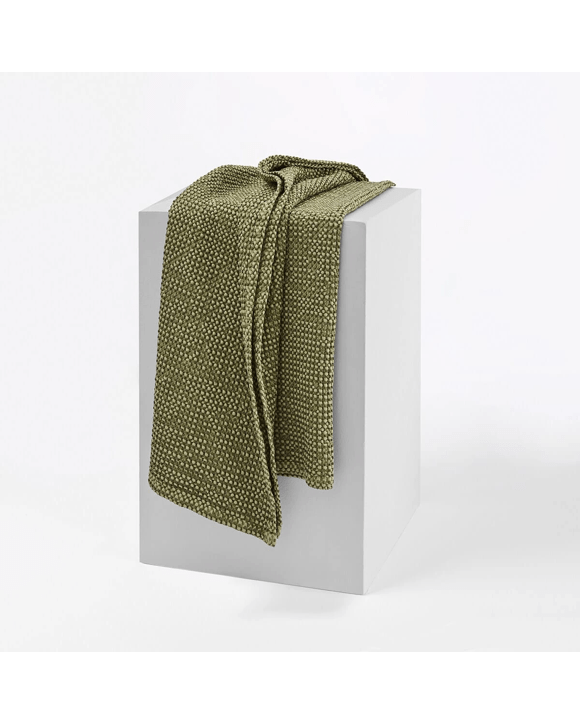 Stonewashed Cotton Waffle Throw - Fern